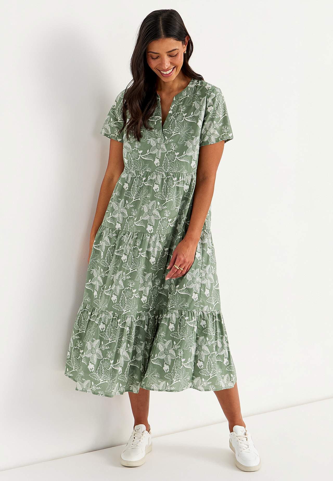 Katoenen jurk met volant