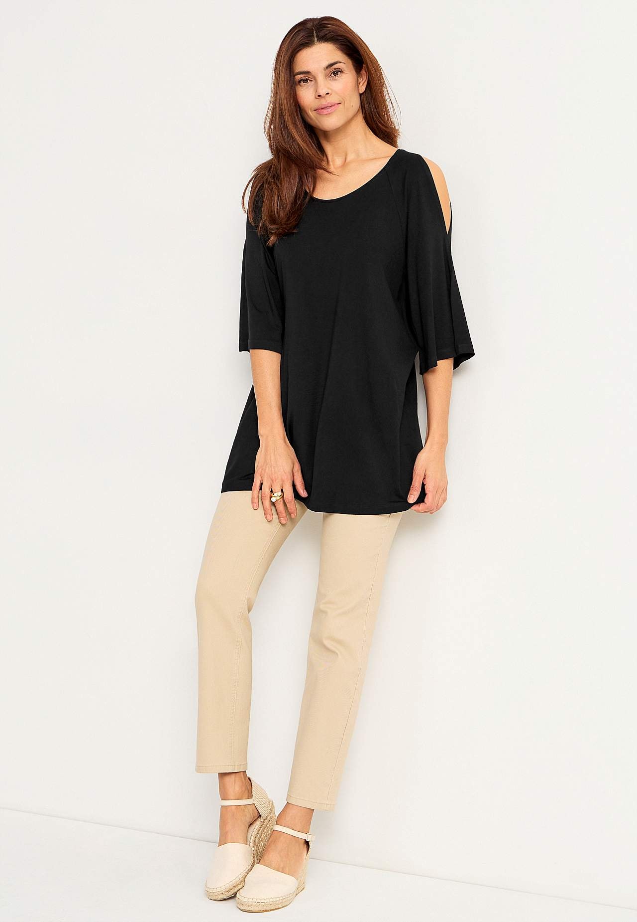 Jersey tuniek met onbedekte schouders