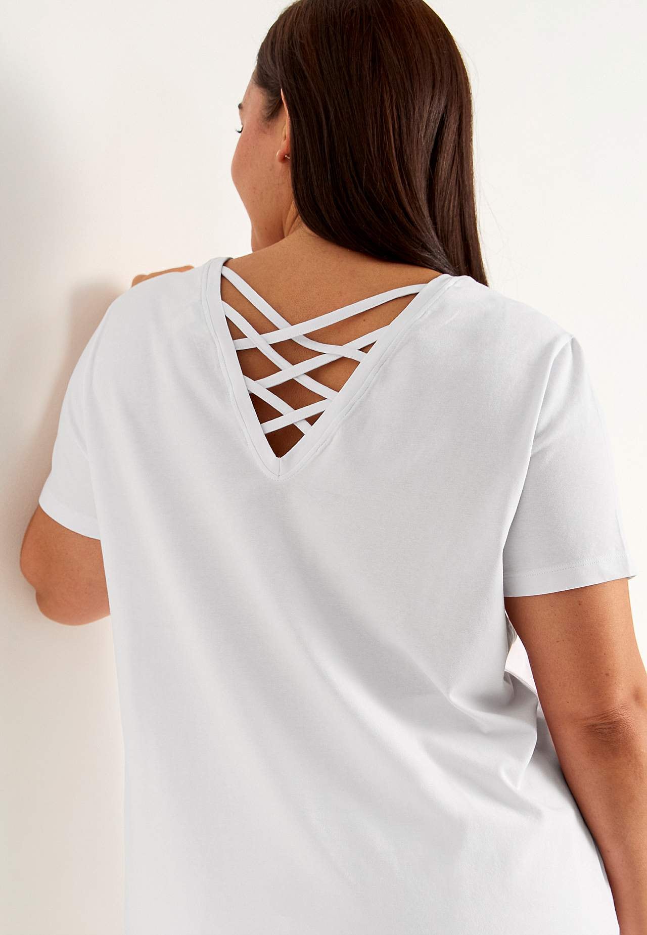 Jersey-topje met gevlochten rug detail
