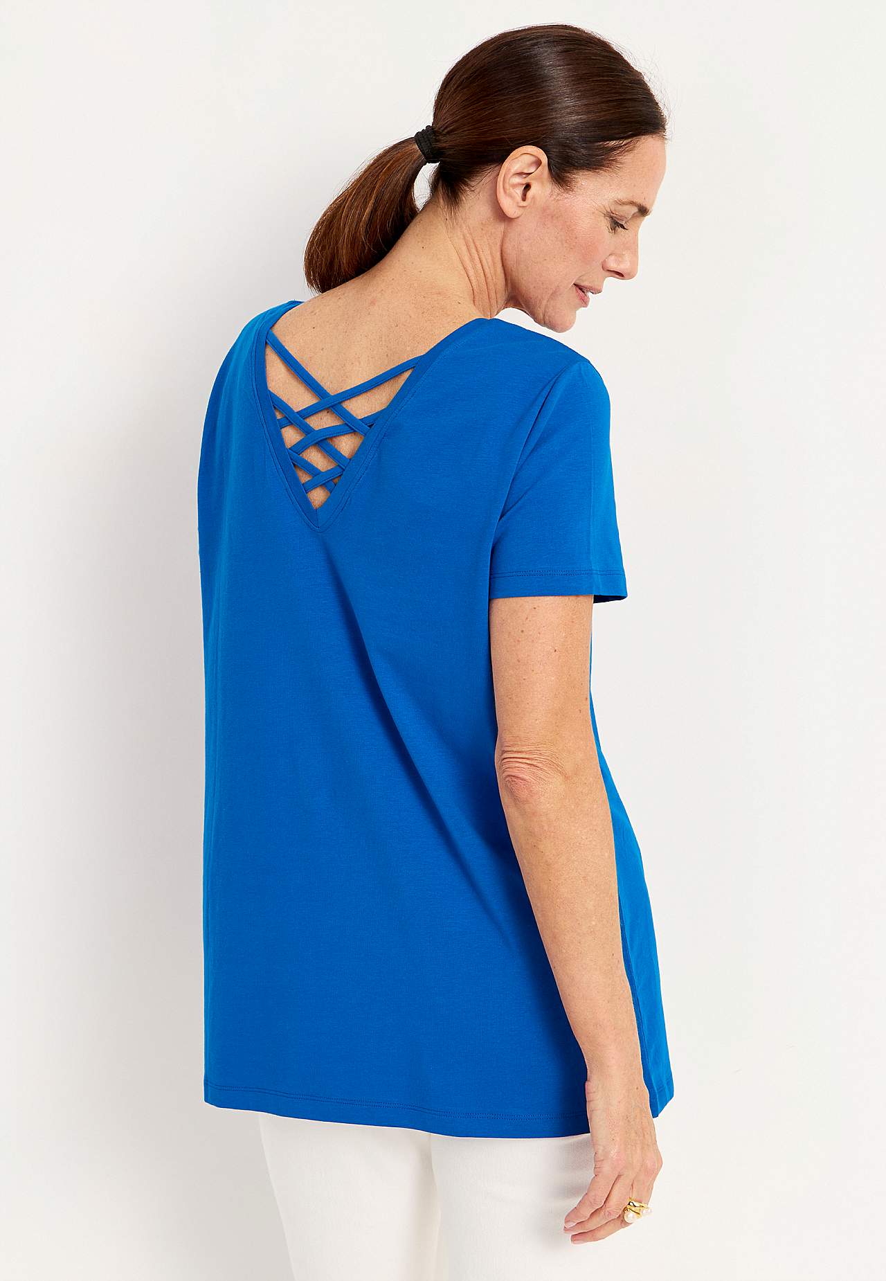 Jersey-topje met gevlochten rug detail