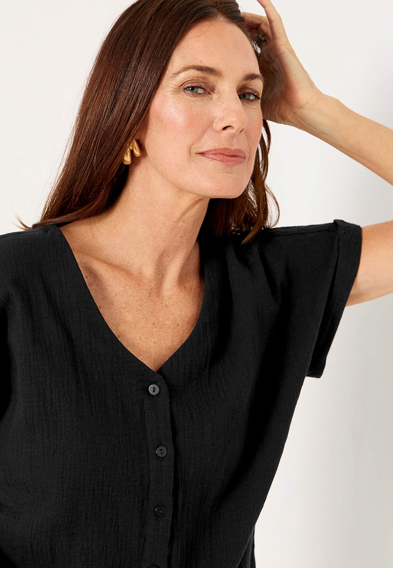 Katoenen blouse met korte mouwen