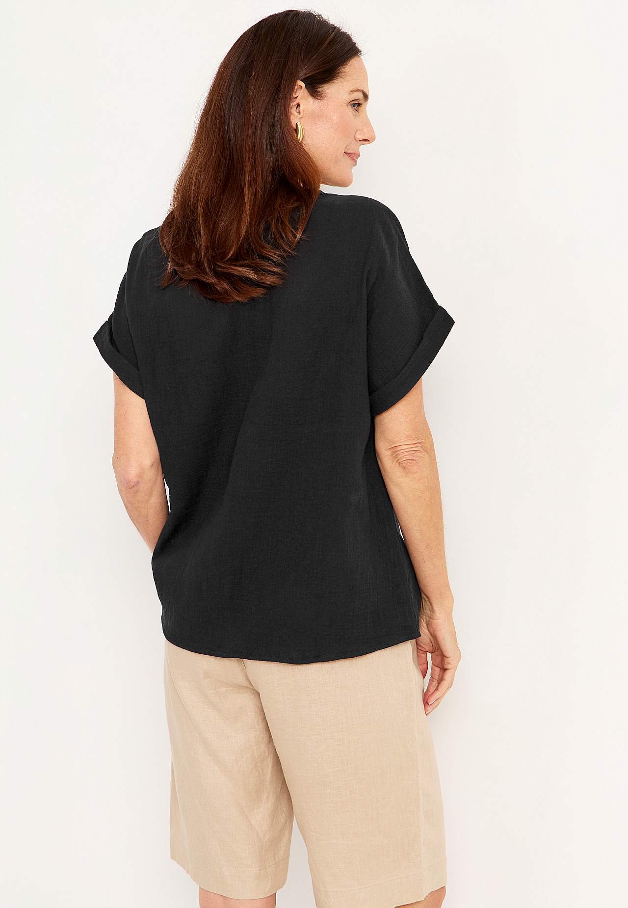 Katoenen blouse met korte mouwen