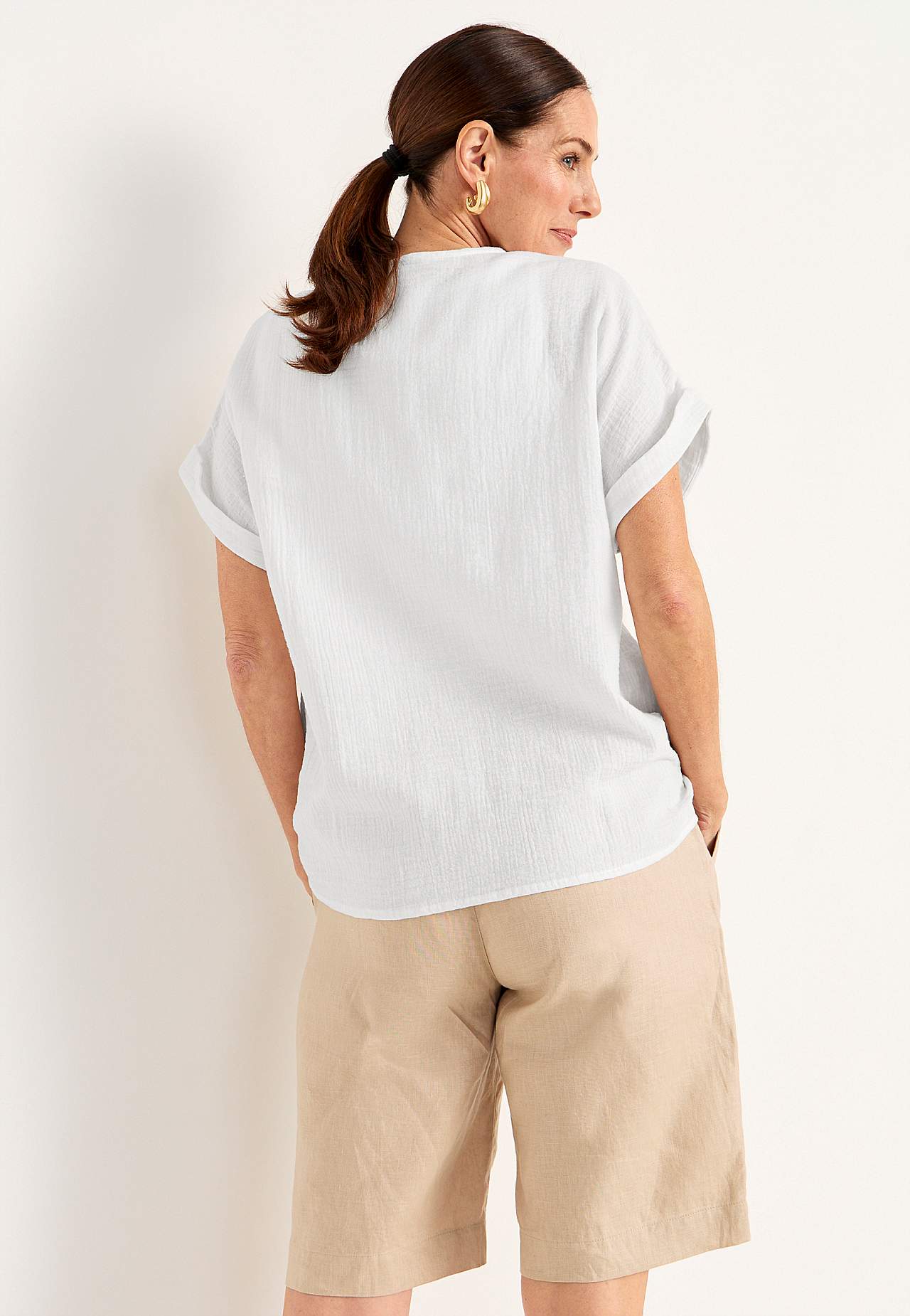 Katoenen blouse met korte mouwen