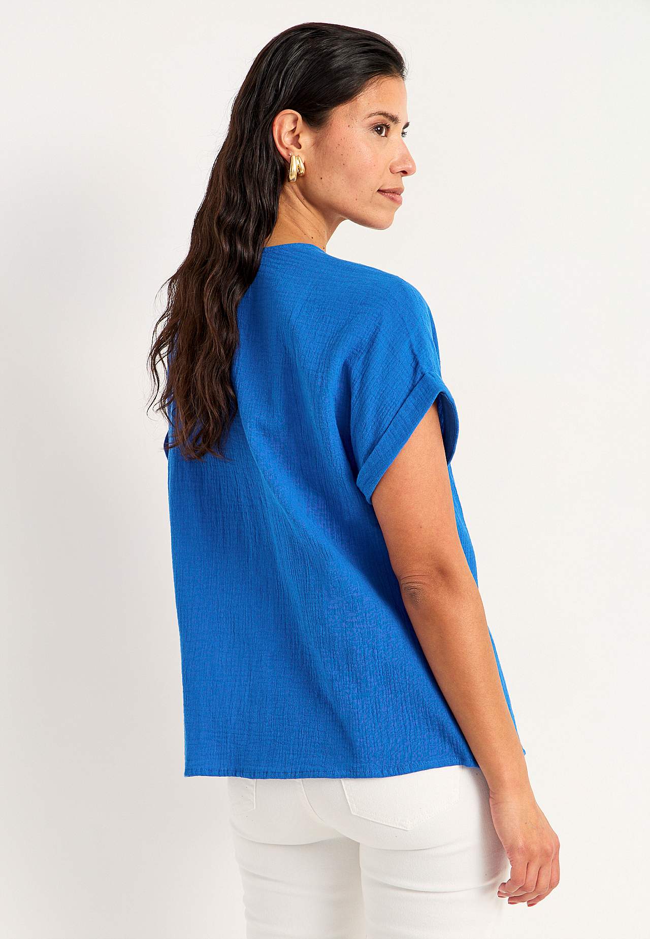 Katoenen blouse met korte mouwen