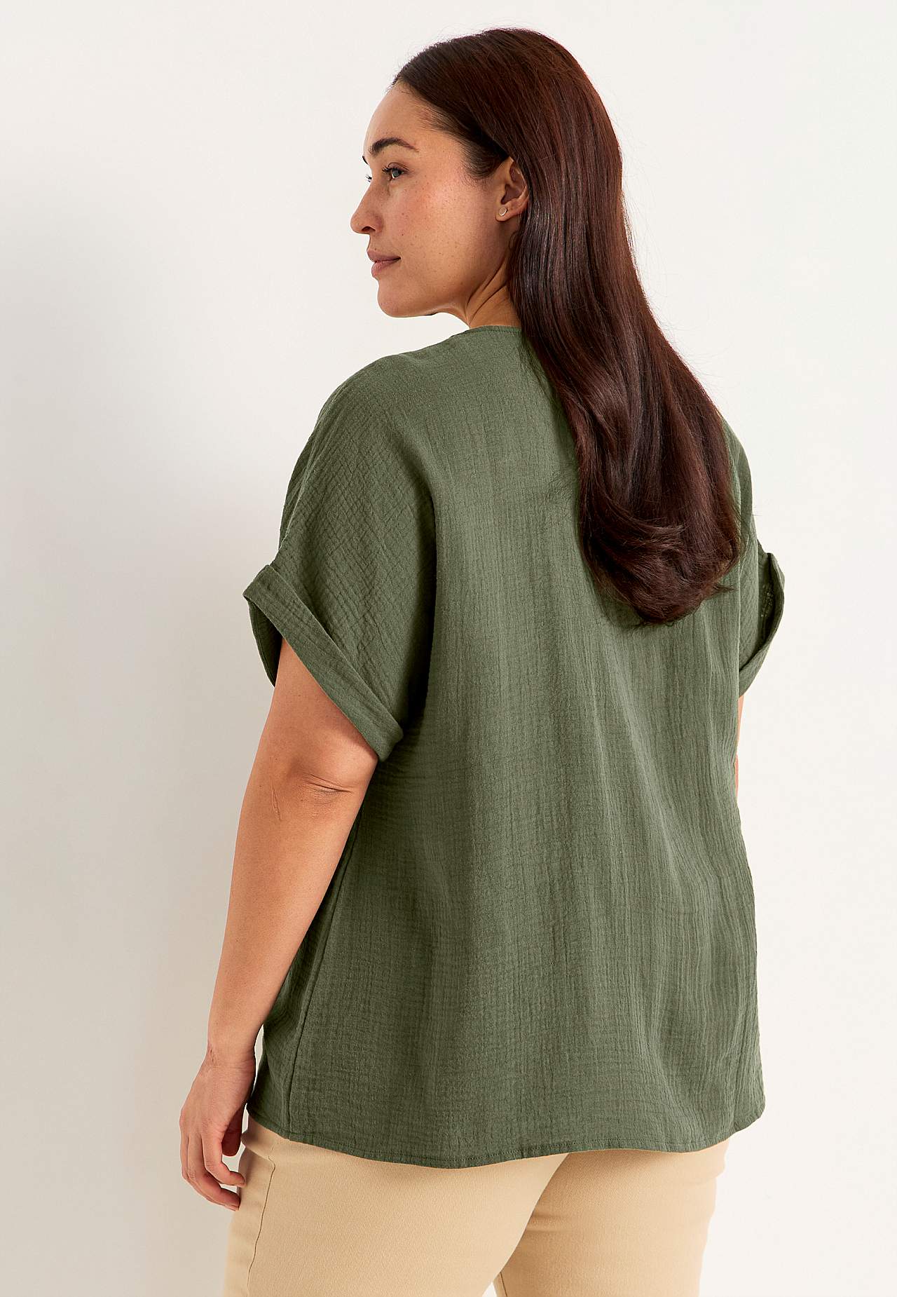 Katoenen blouse met korte mouwen