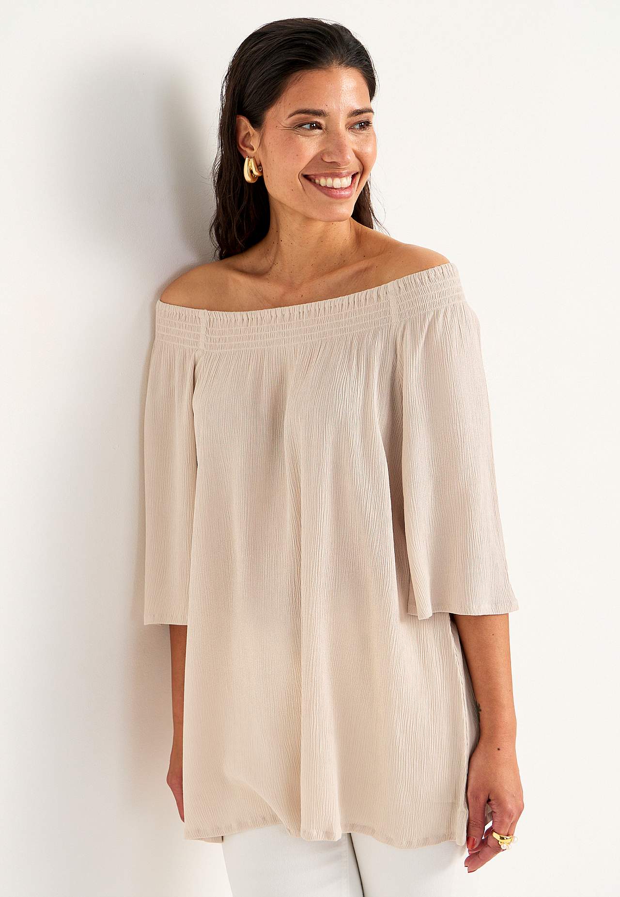 Tuniek van viscose-crêpe