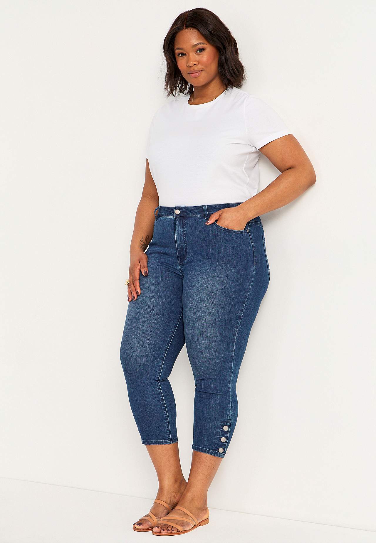 Cropped jeans met vijf zakken ontwerp