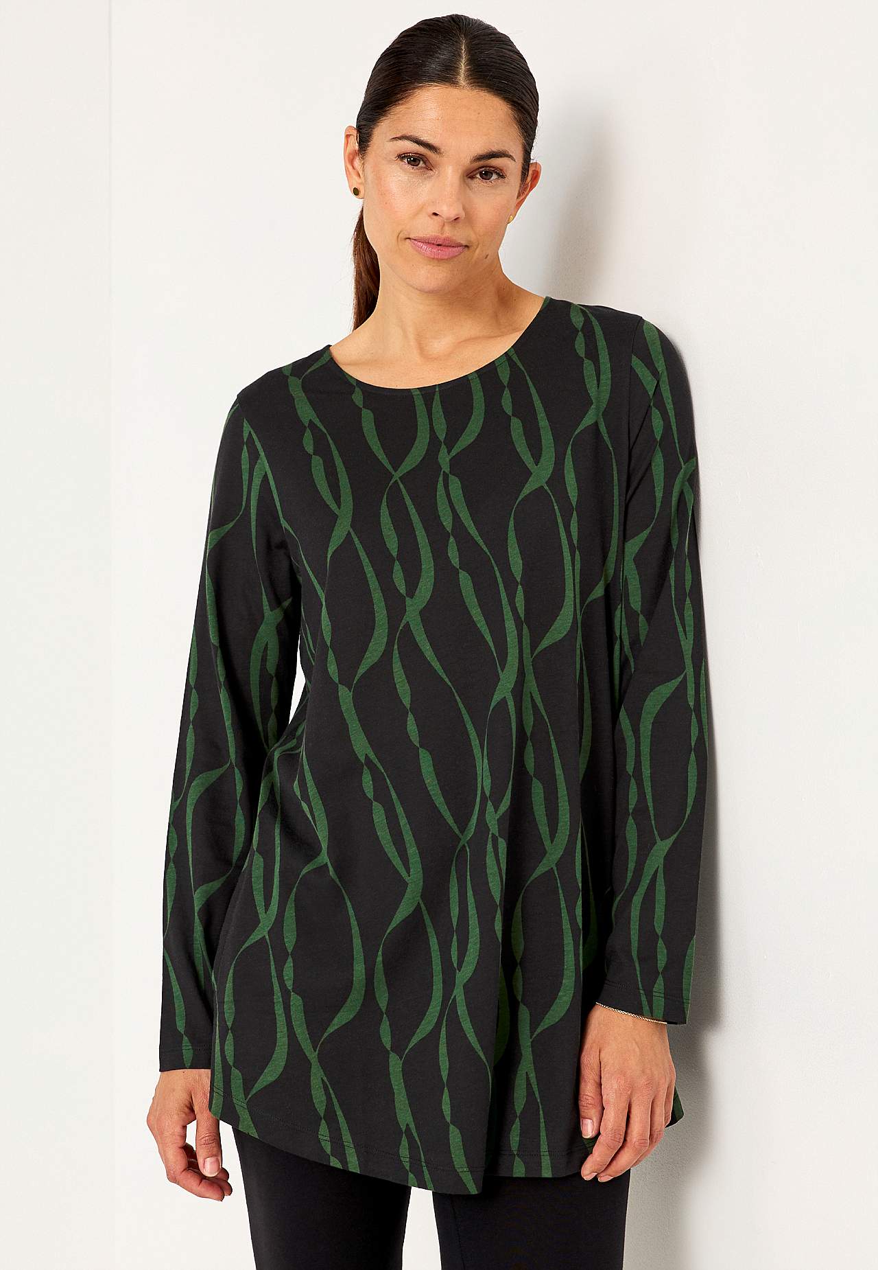 Patroonvormige jersey tuniek met zakken