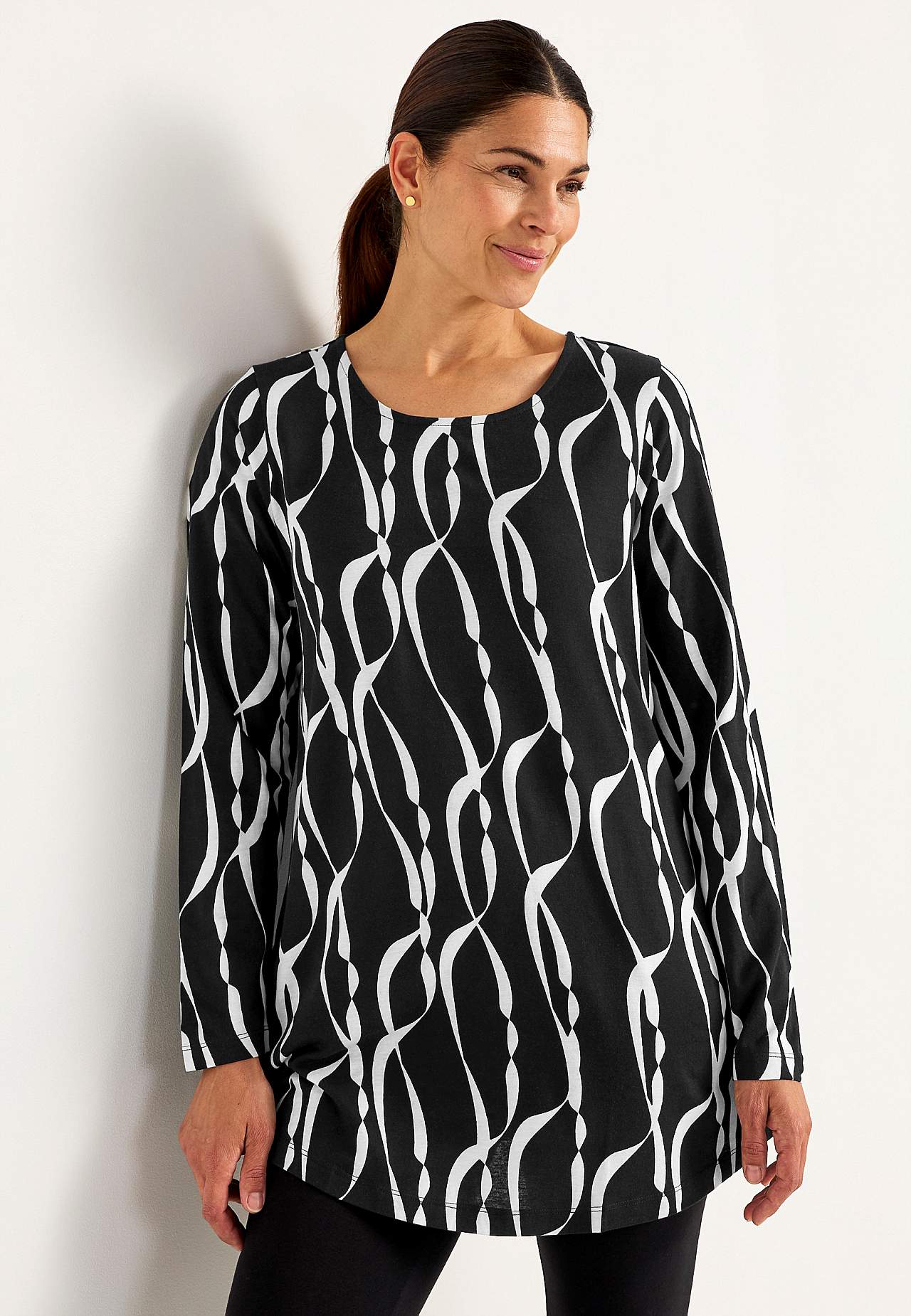 Patroonvormige jersey tuniek met zakken