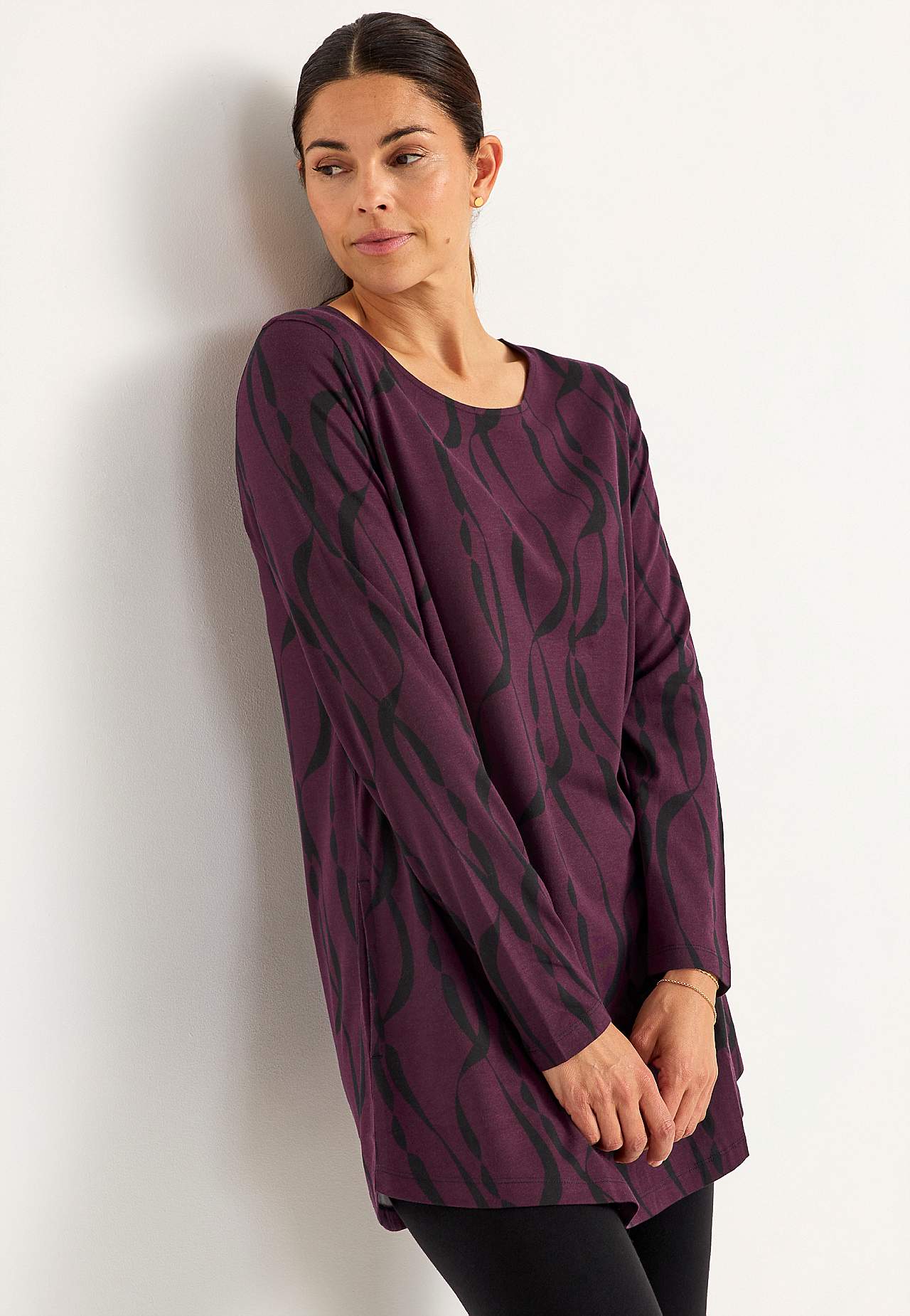 Patroonvormige jersey tuniek met zakken