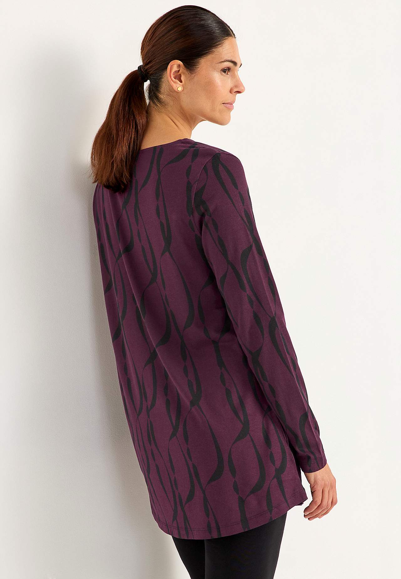 Patroonvormige jersey tuniek met zakken