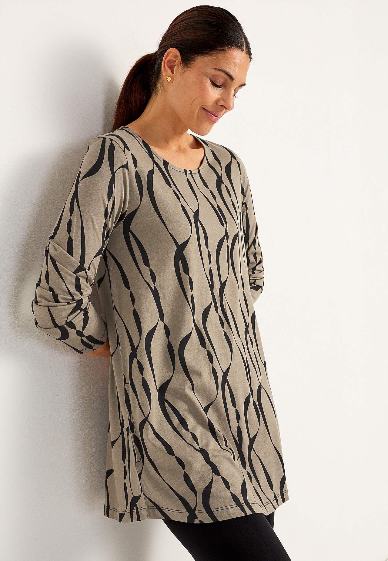 Patroonvormige jersey tuniek met zakken