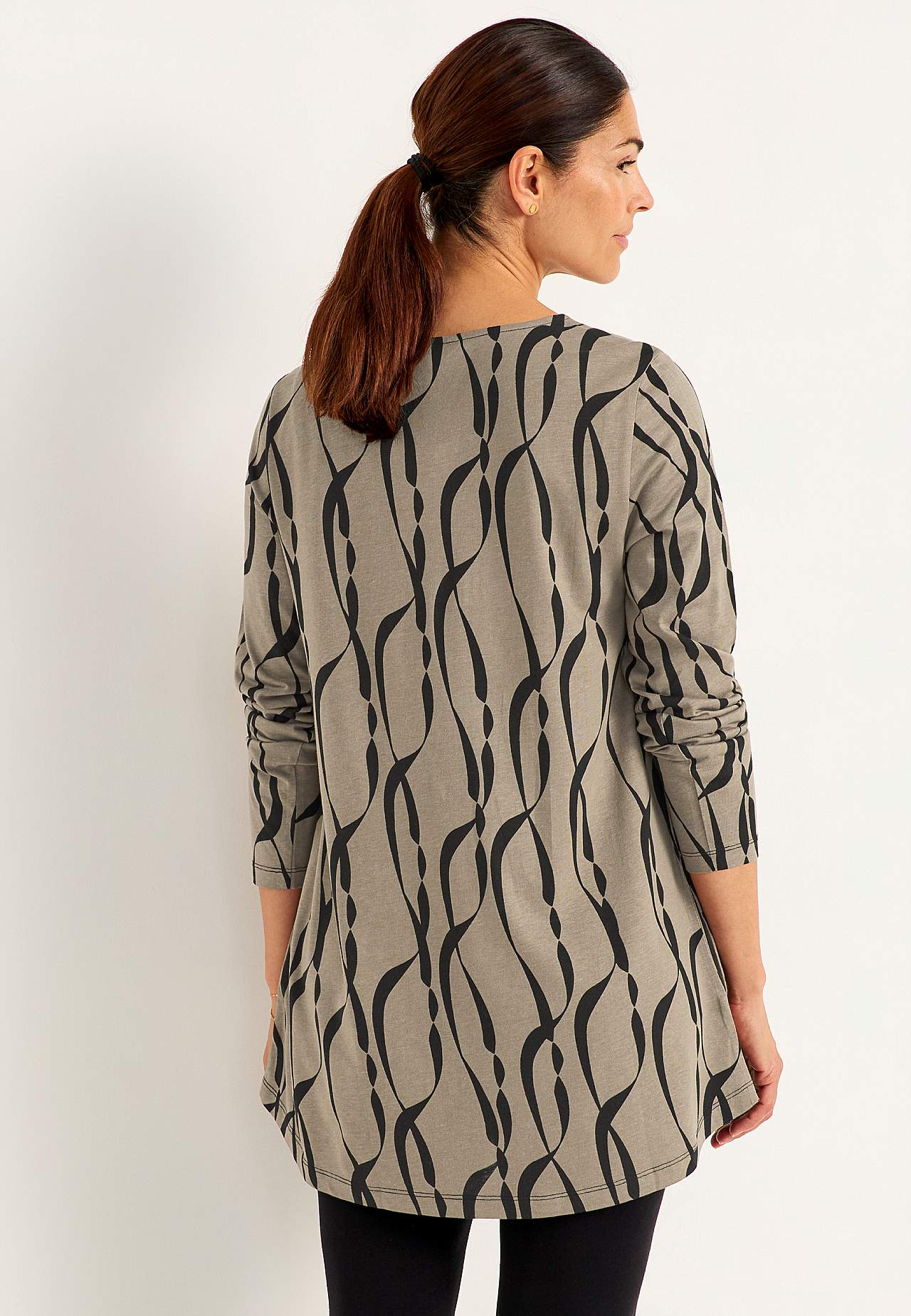 Patroonvormige jersey tuniek met zakken