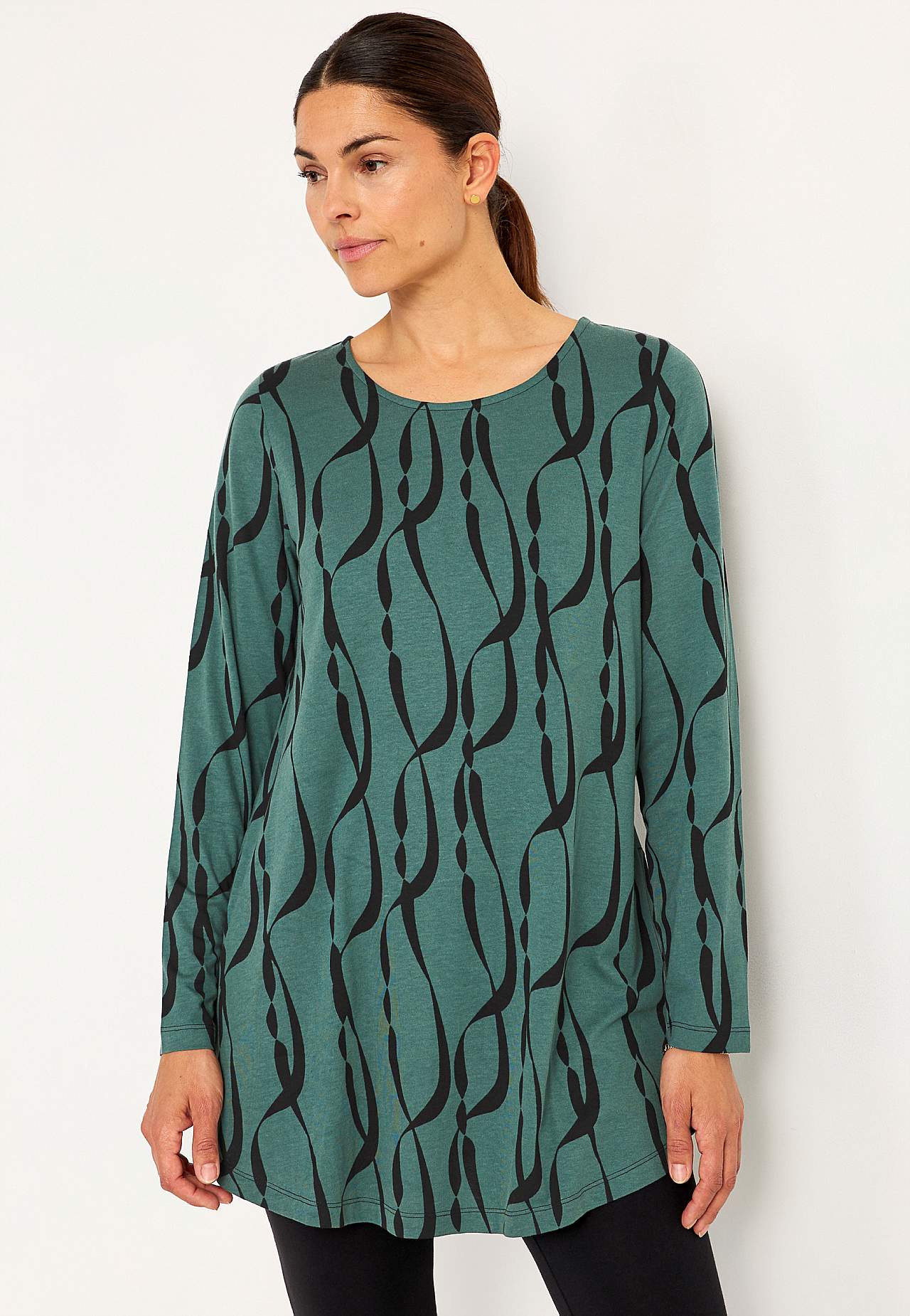 Patroonvormige jersey tuniek met zakken