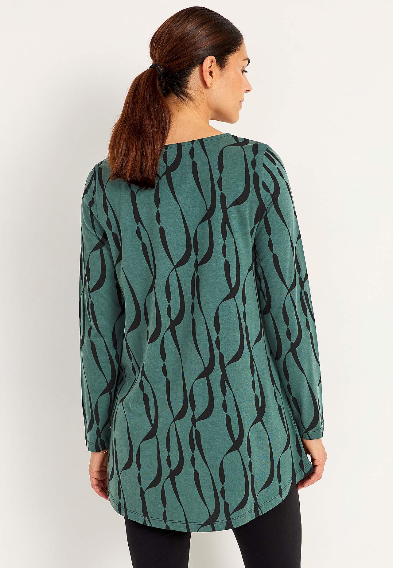 Patroonvormige jersey tuniek met zakken