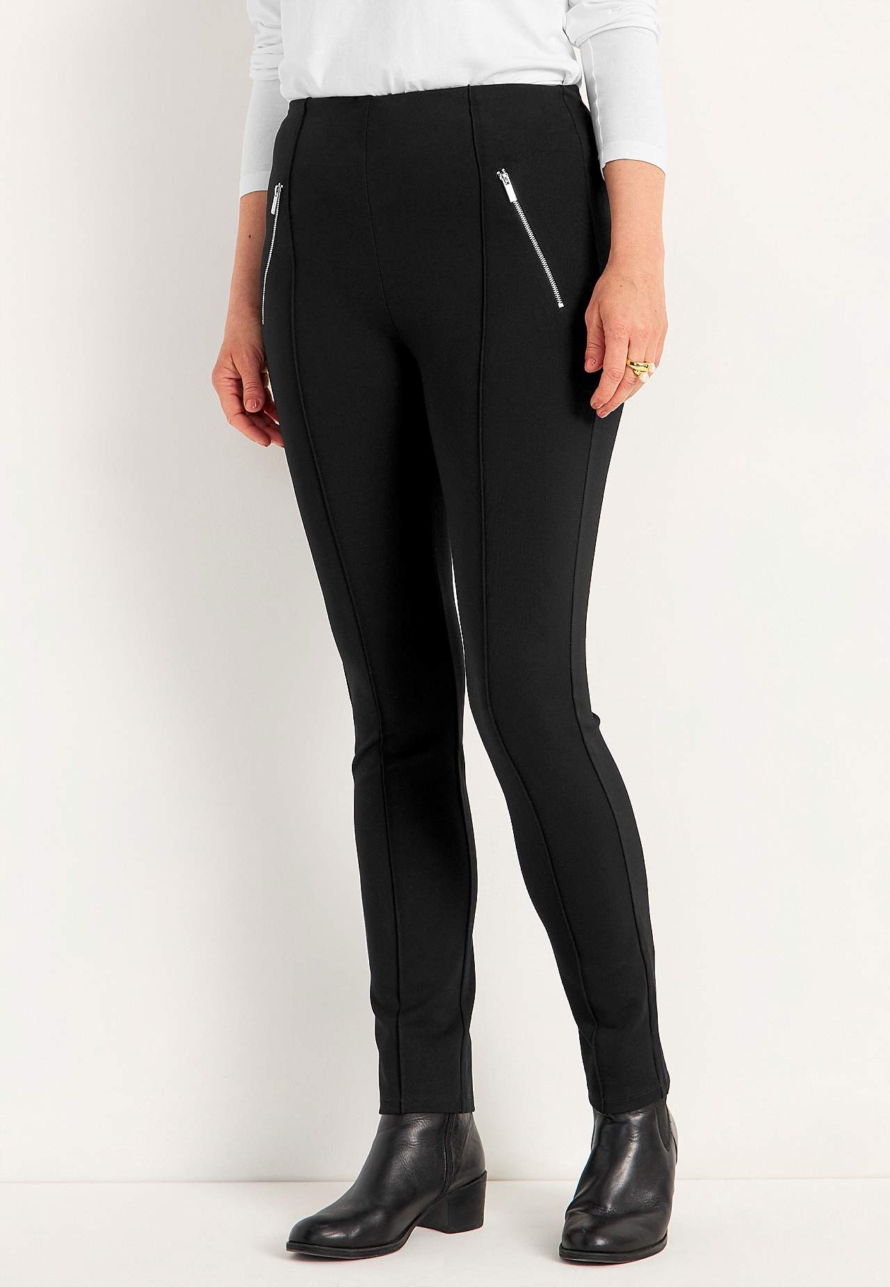 Jersey broek met gestikte vouwen