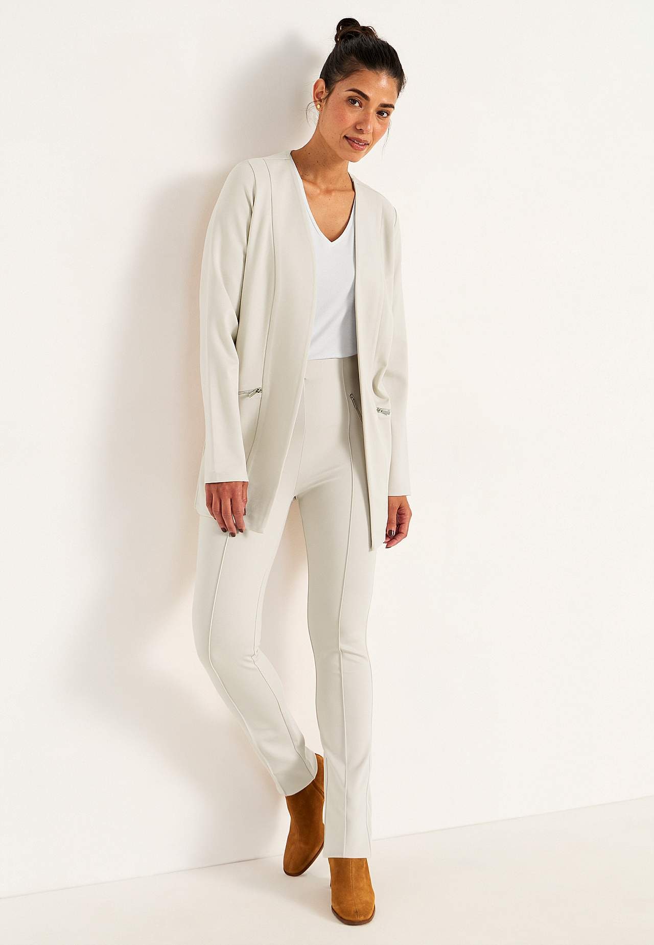 Jersey broek met gestikte vouwen