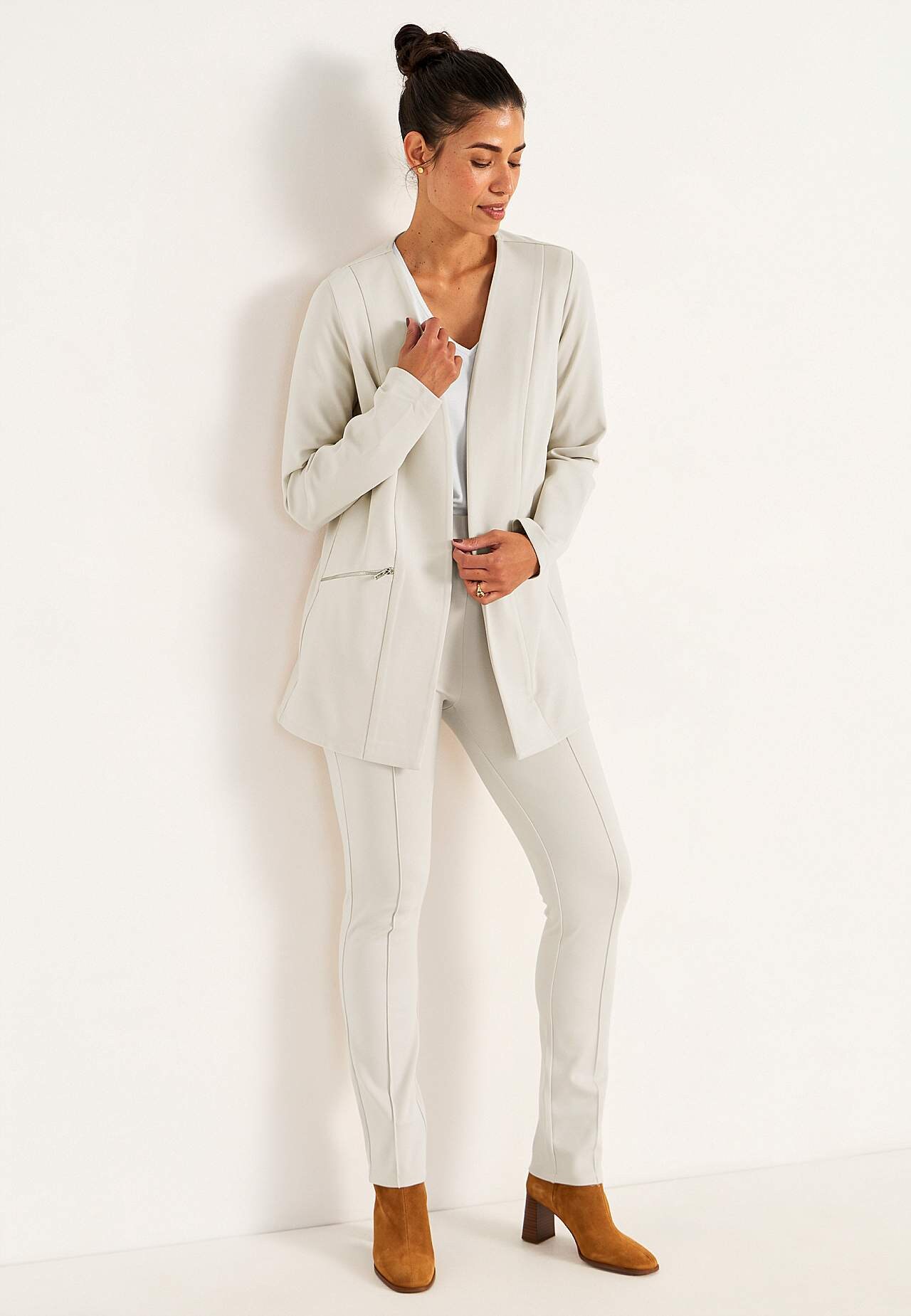 Jersey broek met gestikte vouwen