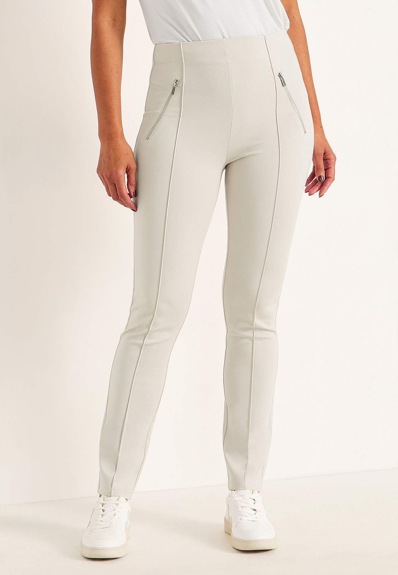 Jersey broek met gestikte vouwen