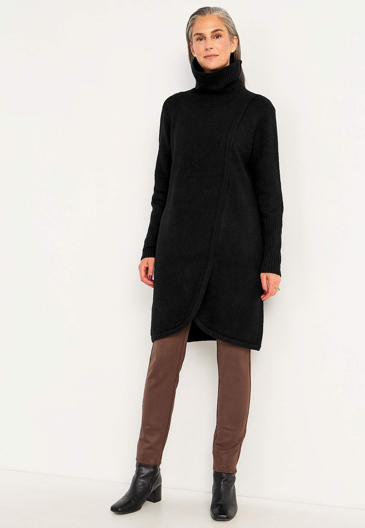 Gebreid polo shirt met wikkel-detail aan de voorkant