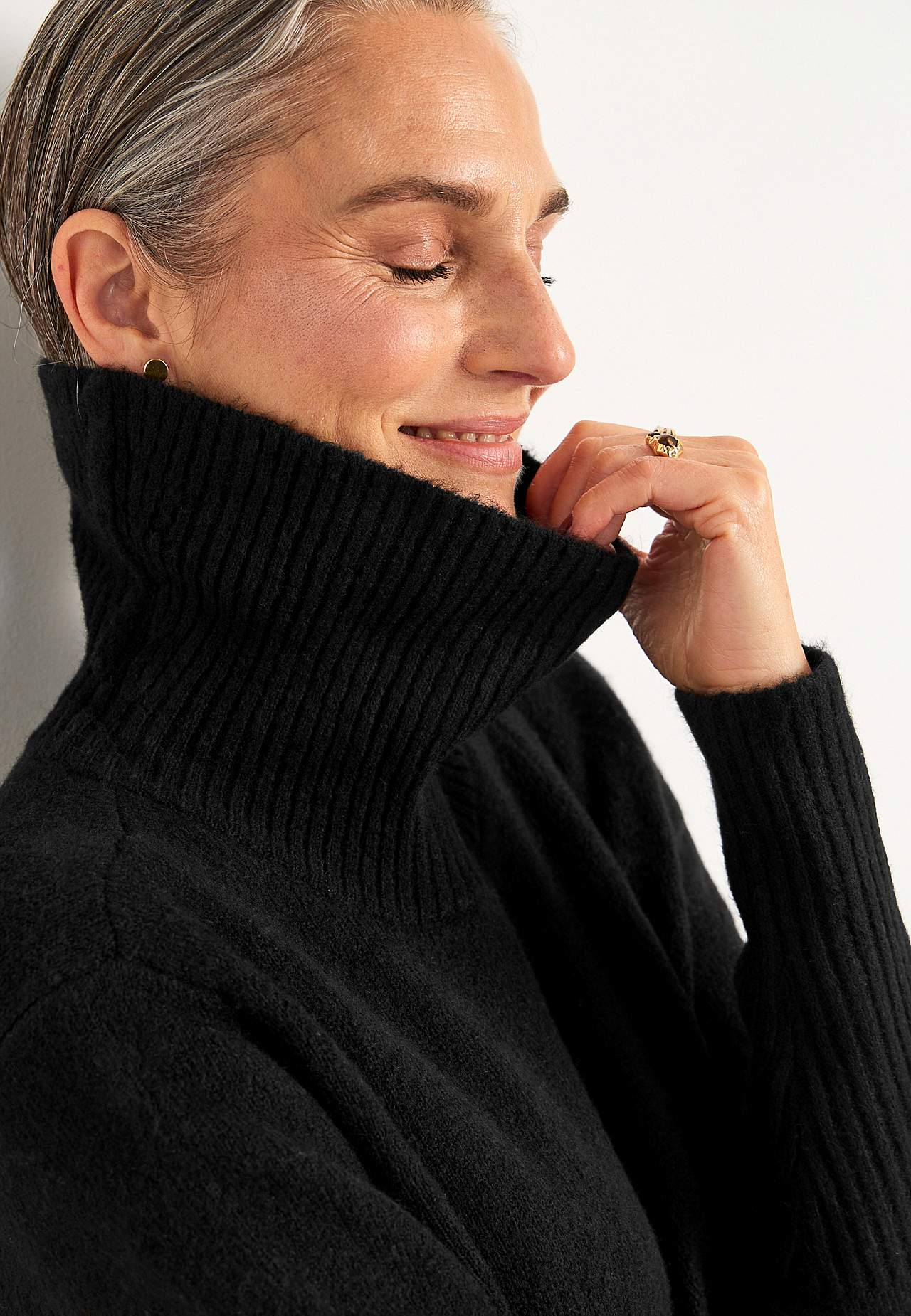 Gebreid polo shirt met wikkel-detail aan de voorkant