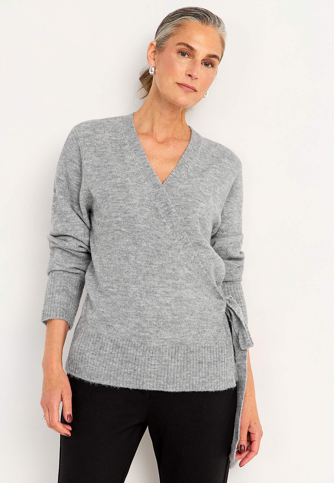 Gebreide cardigan met wikkel-ontwerp