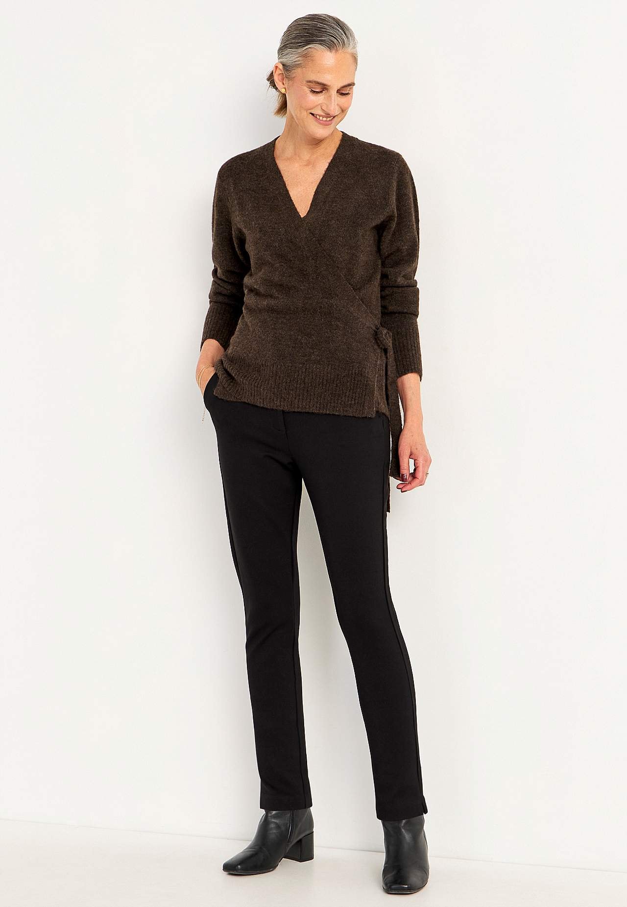 Gebreide cardigan met wikkel-ontwerp