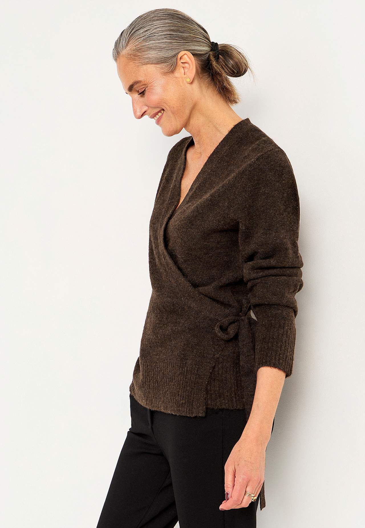 Gebreide cardigan met wikkel-ontwerp