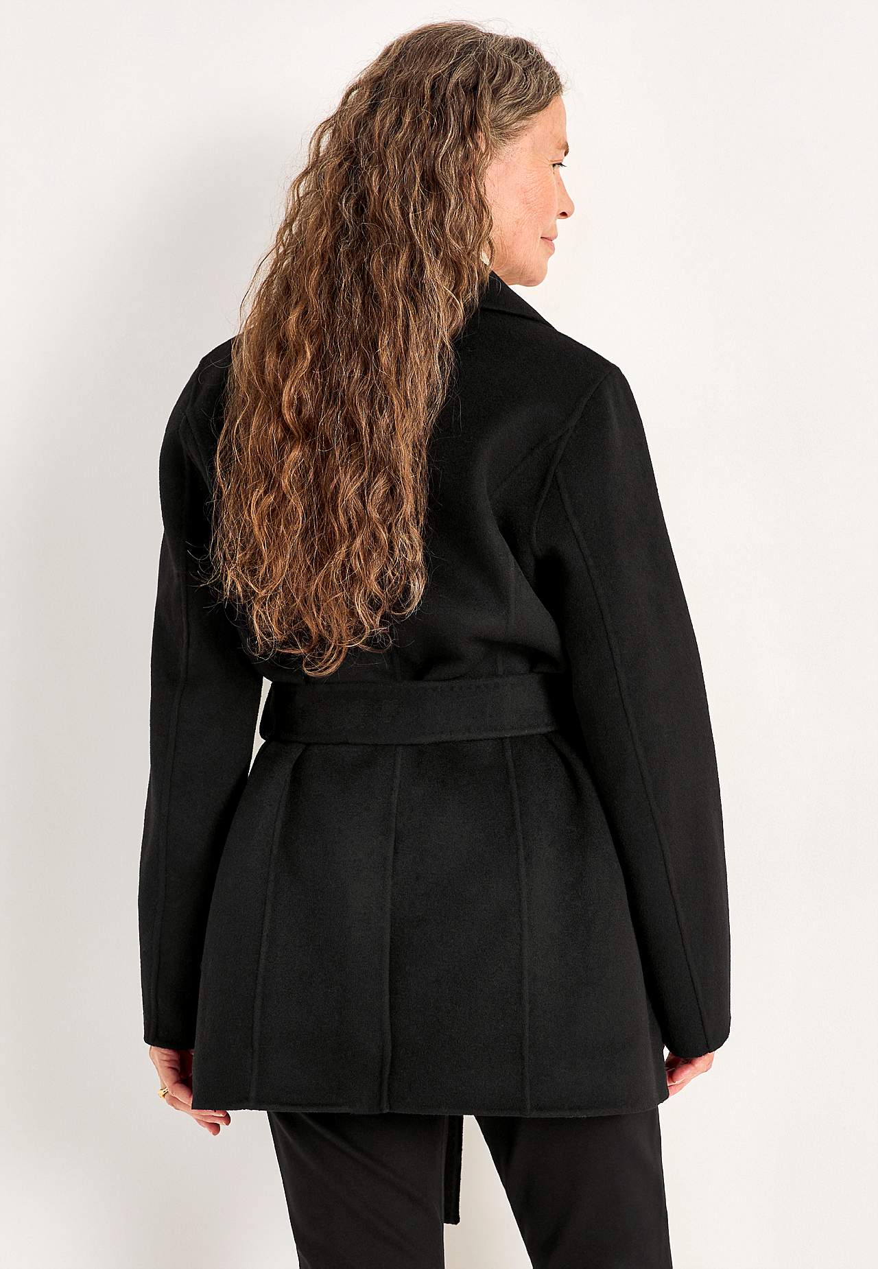 Wollen Premium jas met riem stropdas