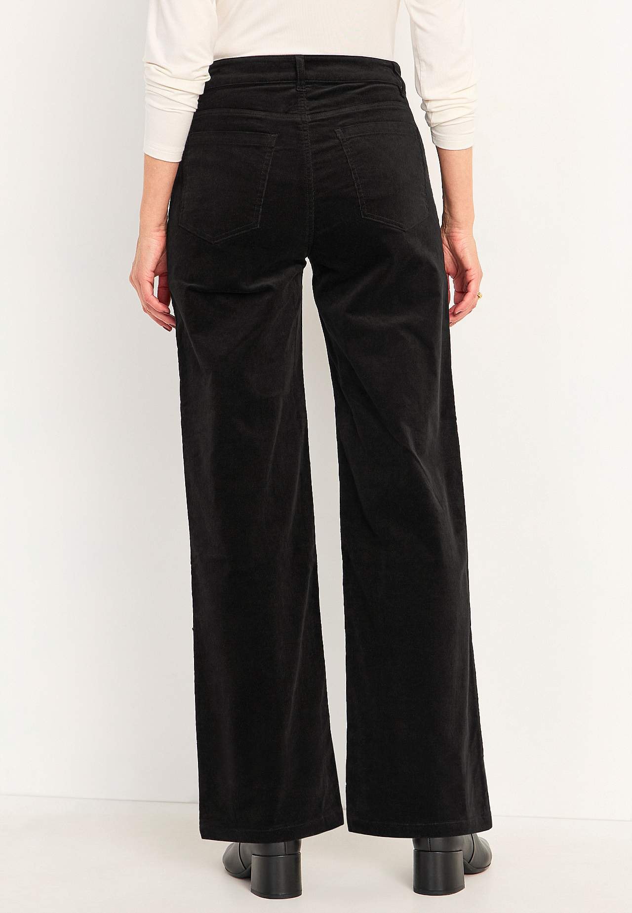 Elastische ribfluwelen broek met wijde benen