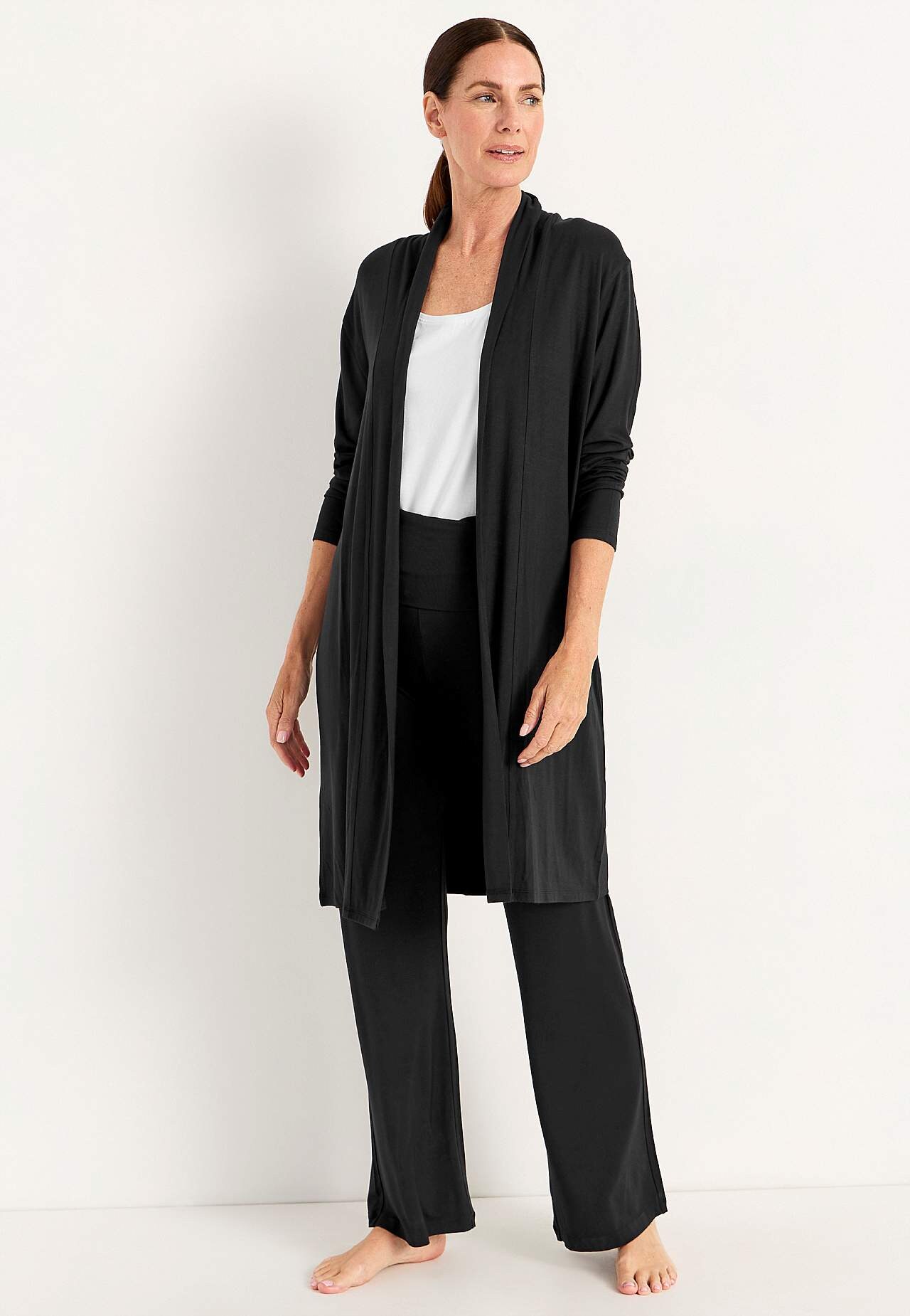Lange cardigan van tricot