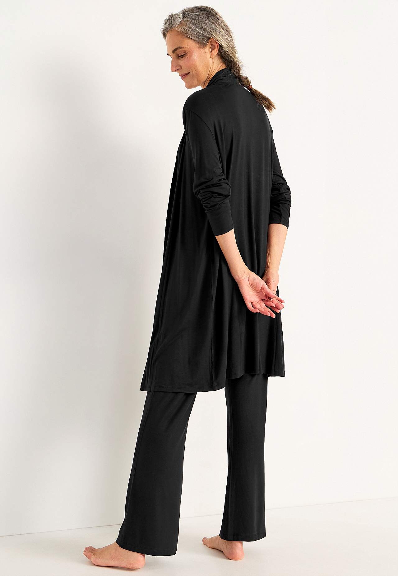 Lange cardigan van tricot