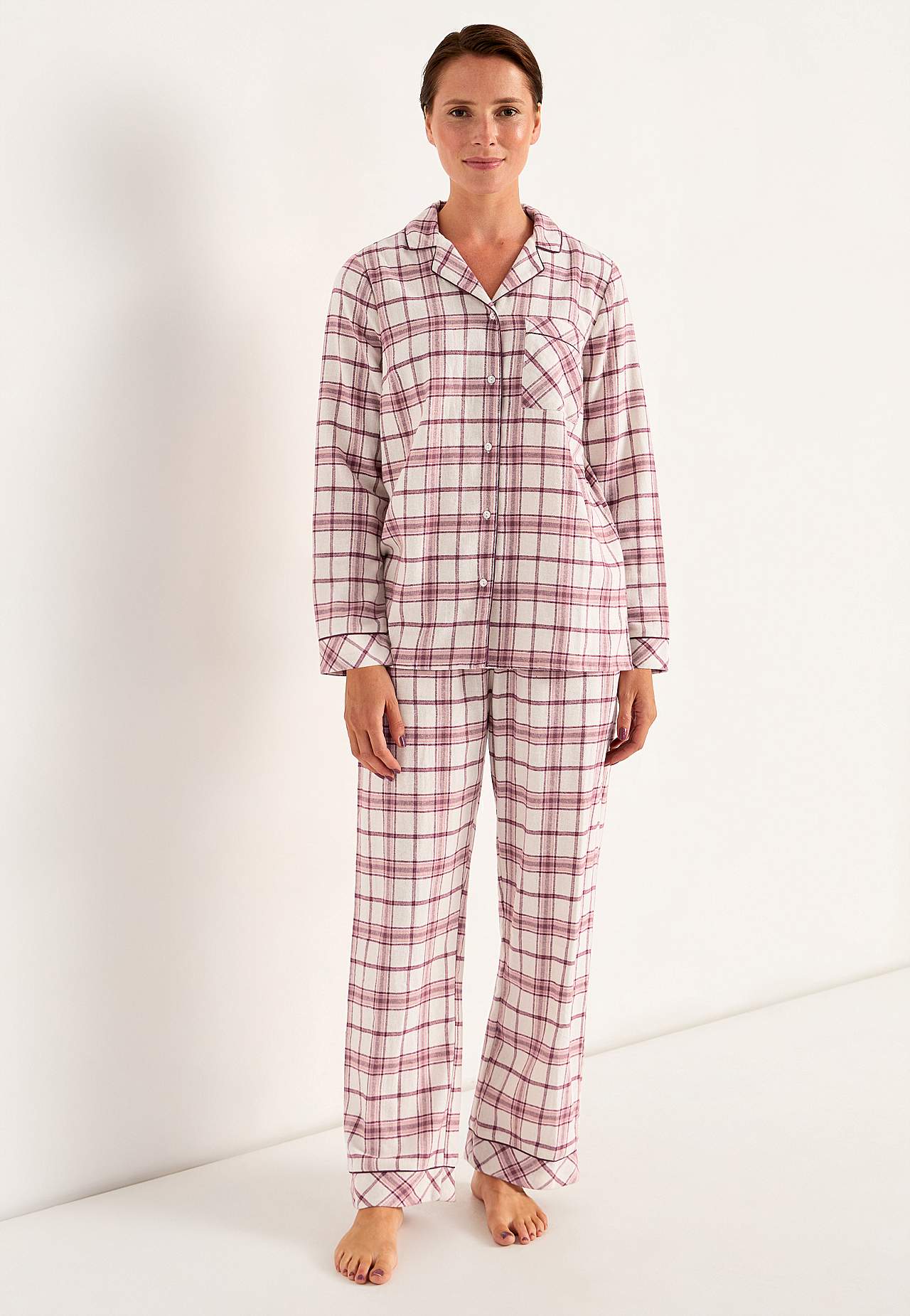 Geruite pyjama van flanel