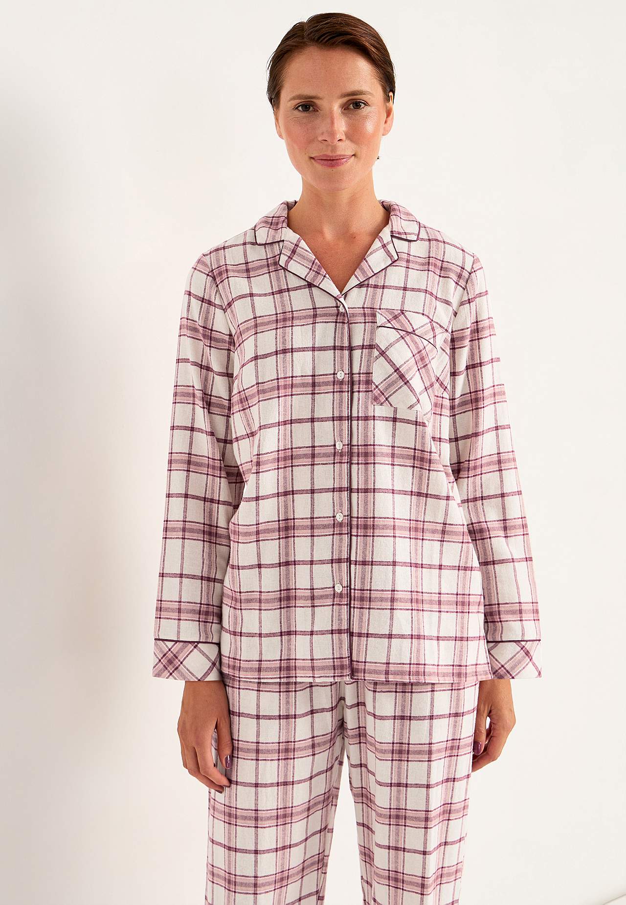 Geruite pyjama van flanel