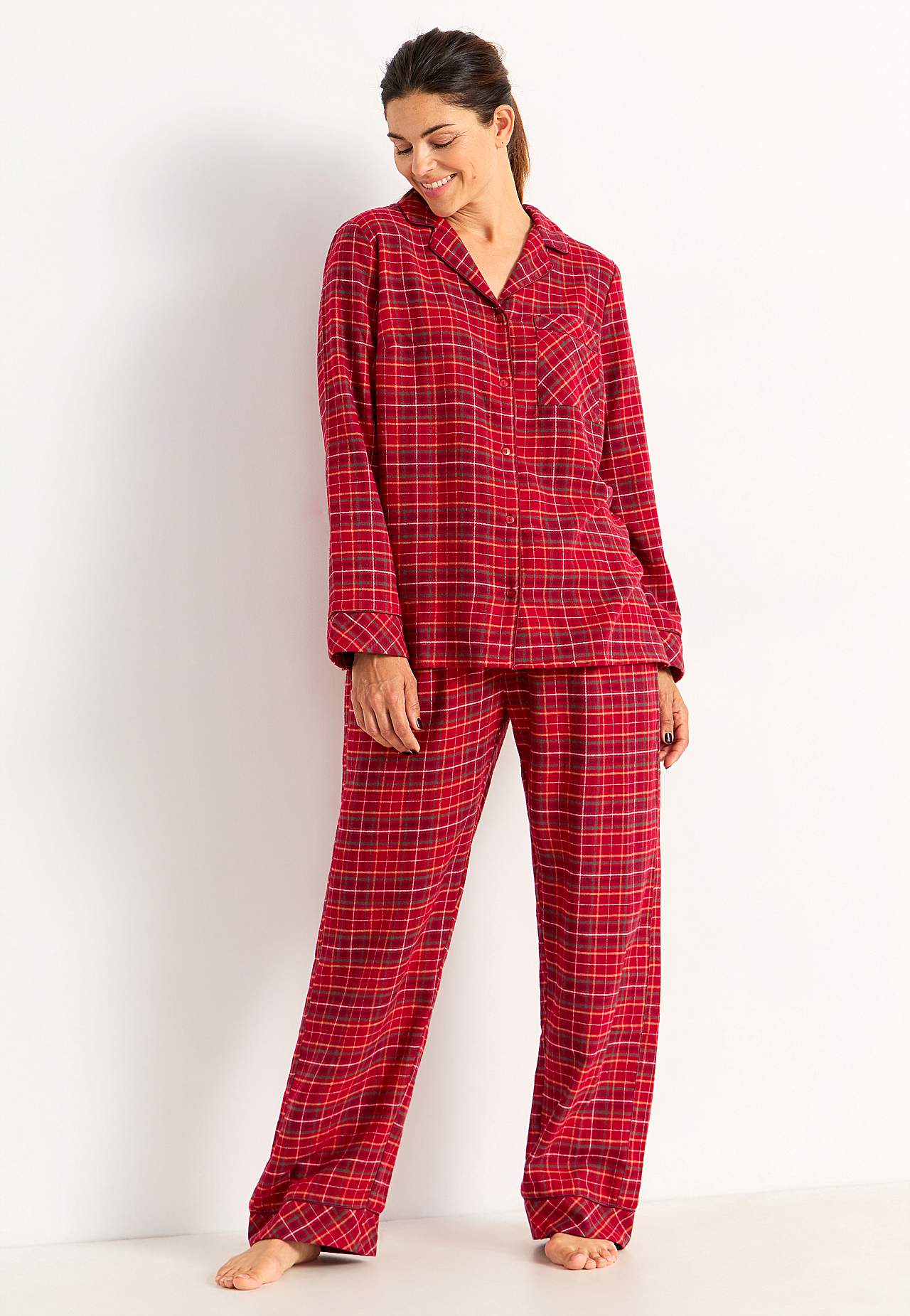 Geruite pyjama van flanel