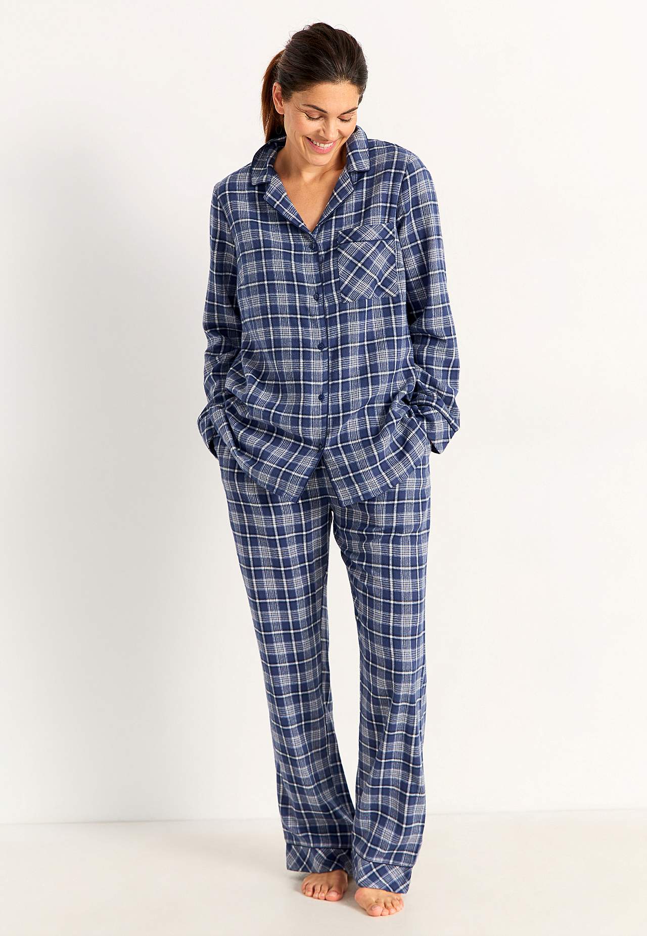 Geruite pyjama van flanel