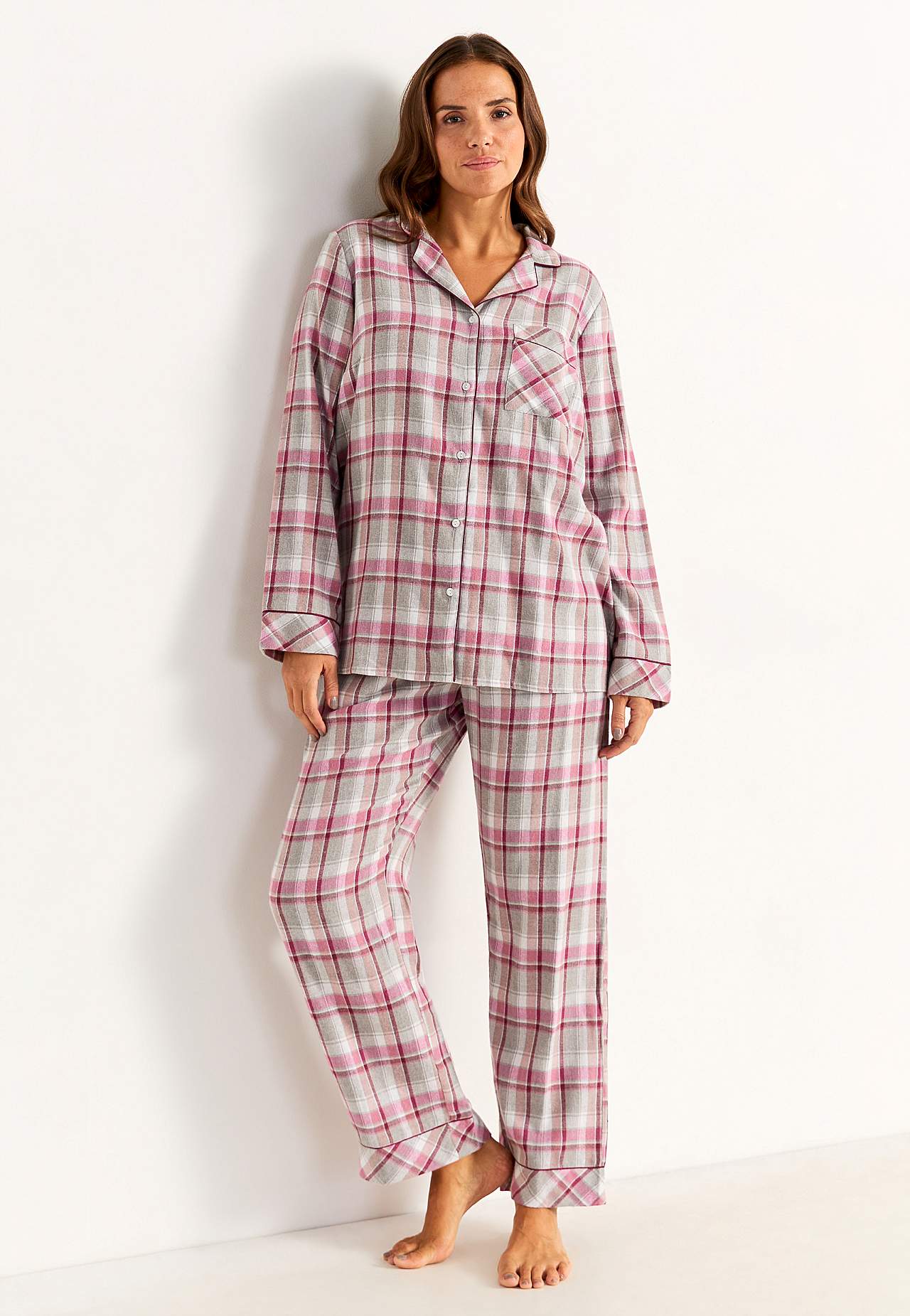 Geruite pyjama van flanel