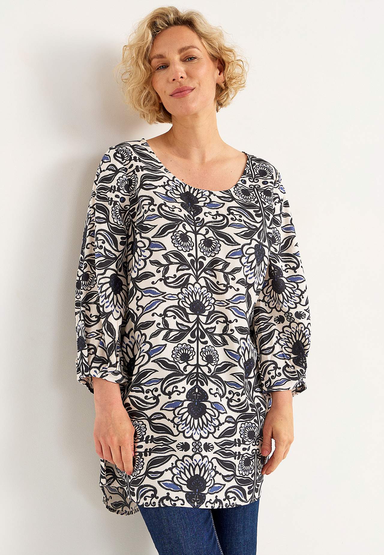 Gevlochten tuniek met 3/4 mouwen