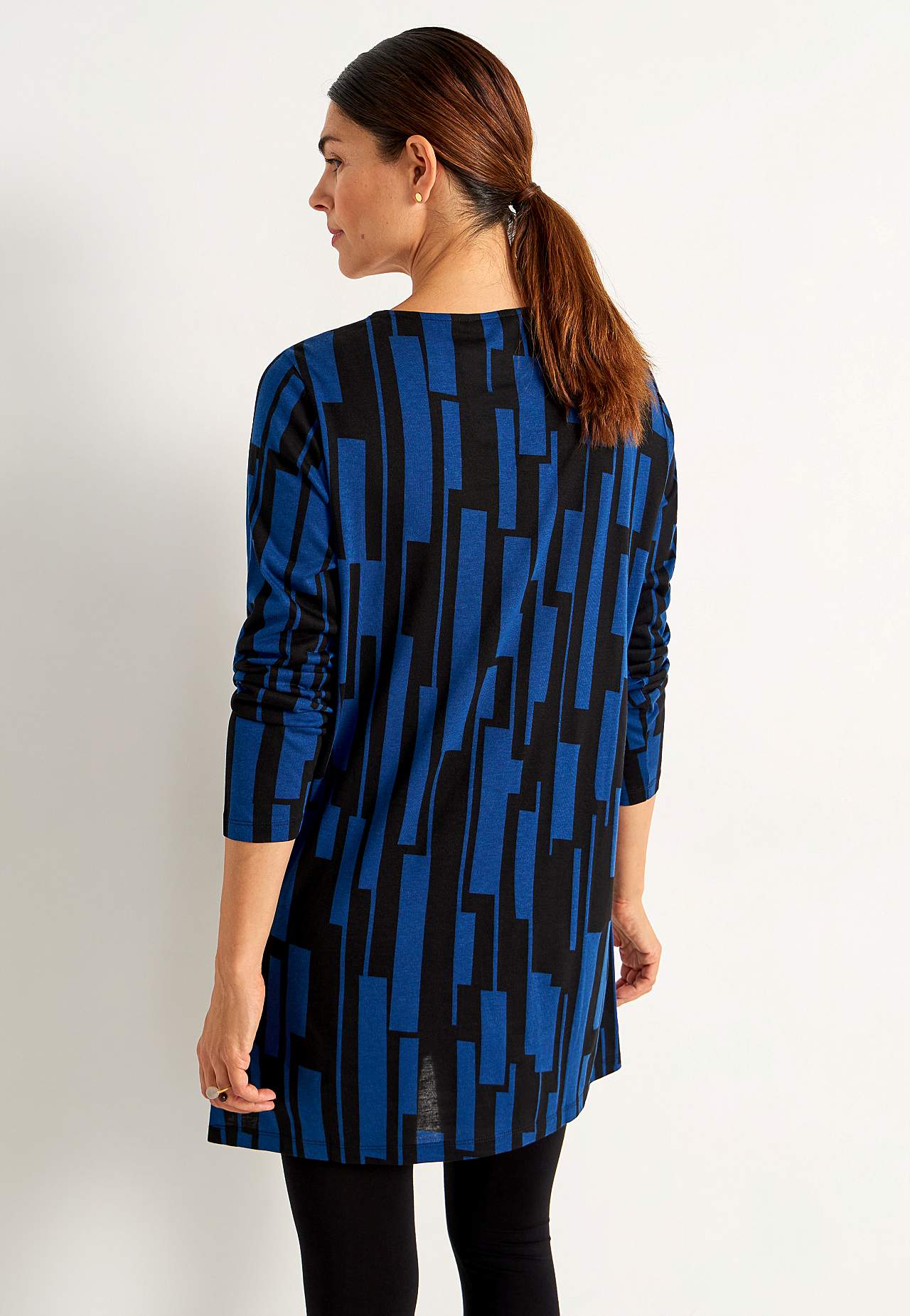 Jersey tuniek met zakken en een v-hals