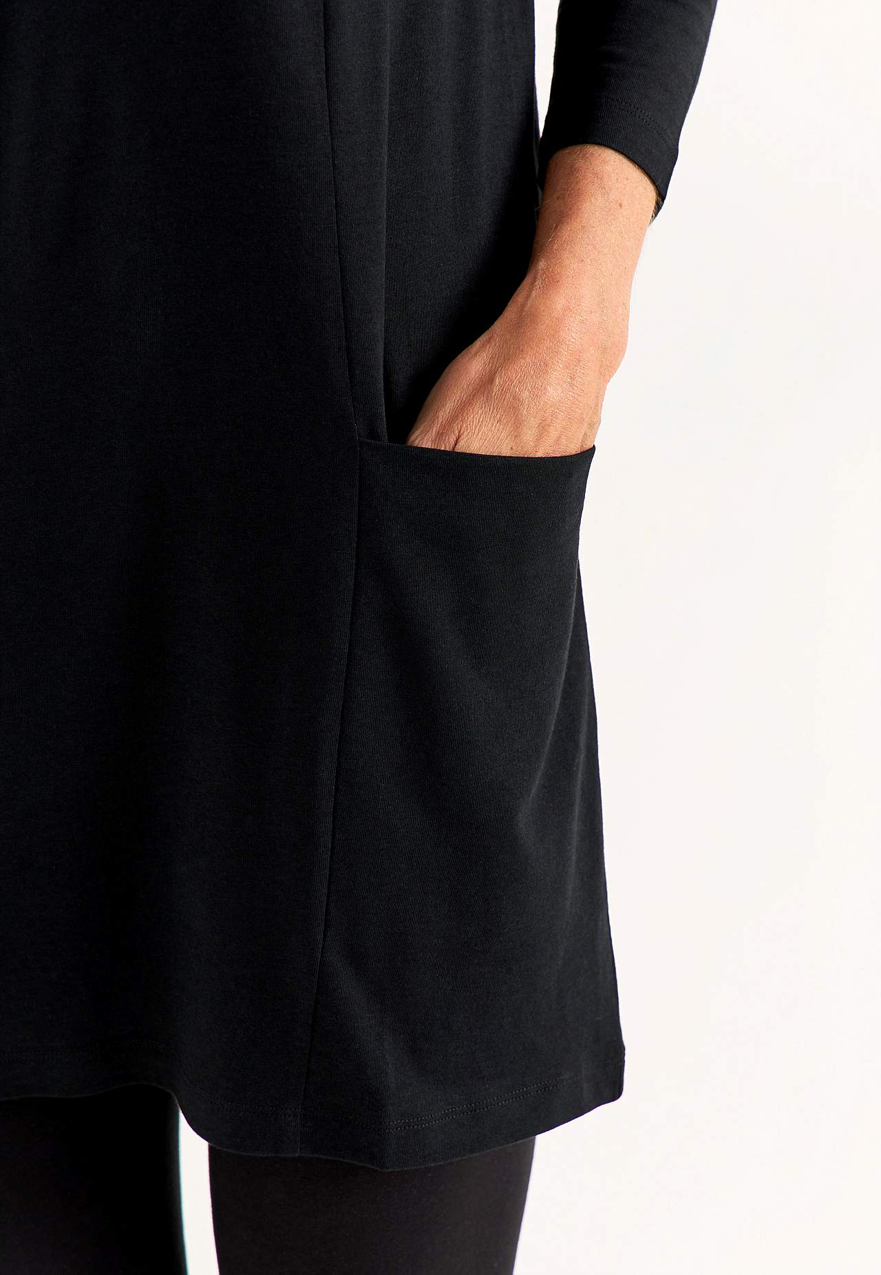 Jersey tuniek met zakken en een v-hals