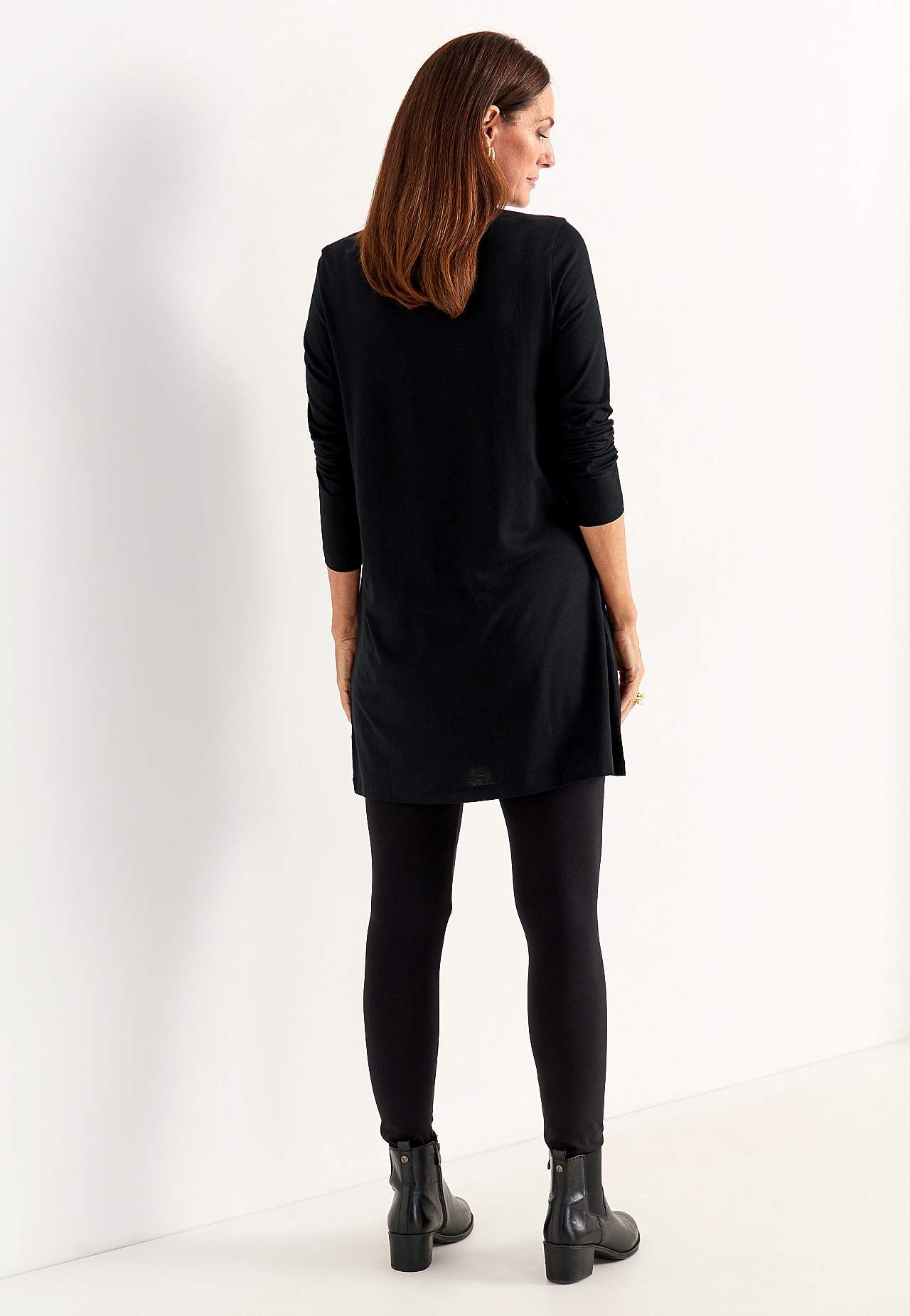 Jersey tuniek met zakken en een v-hals