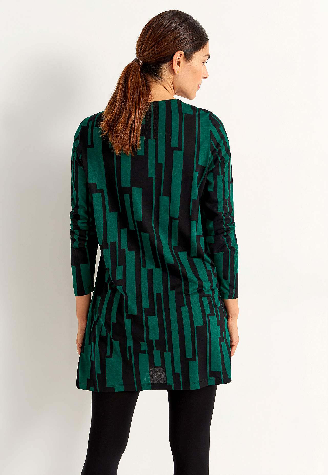 Jersey tuniek met zakken en een v-hals