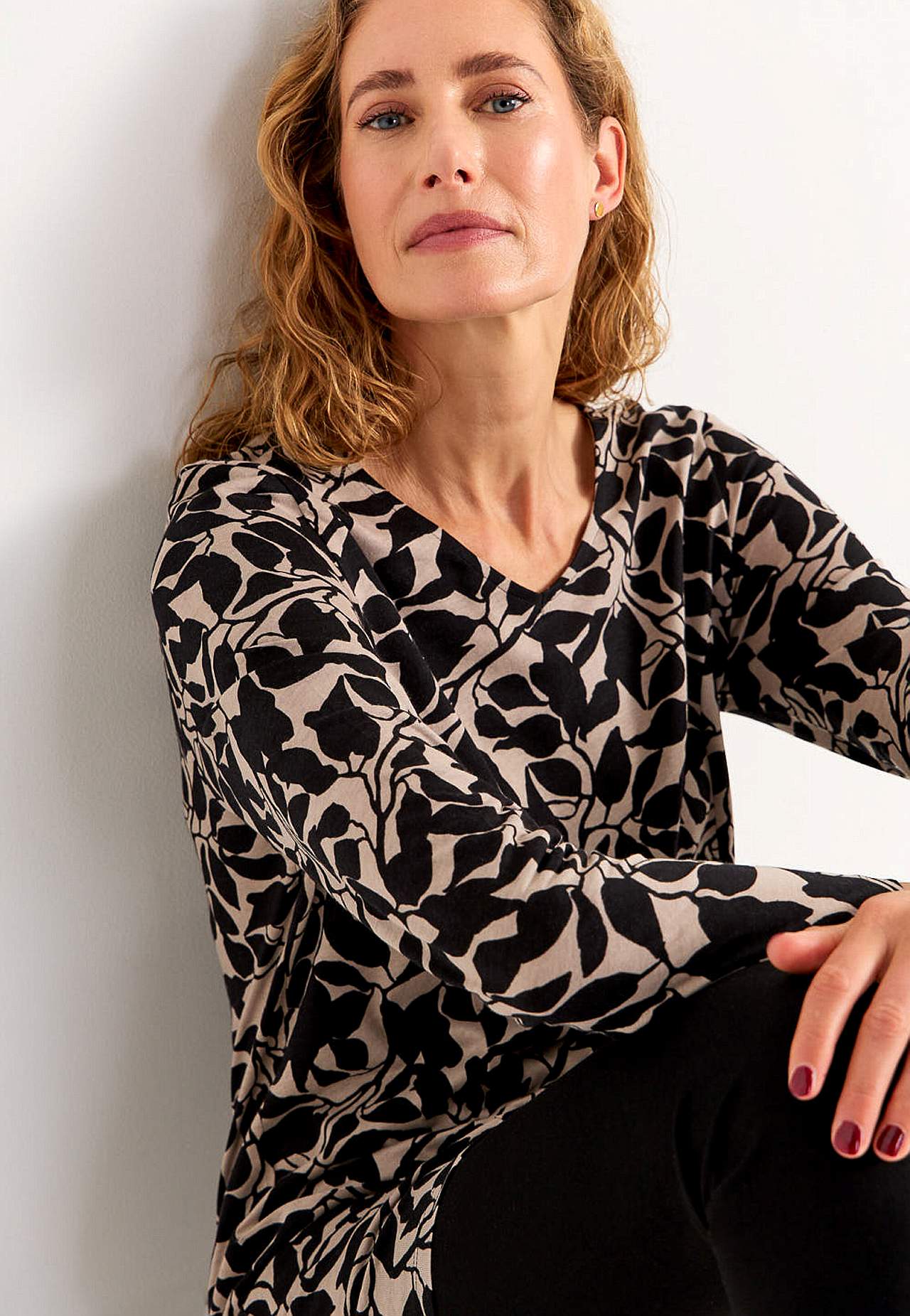 Jersey tuniek met zakken en een v-hals