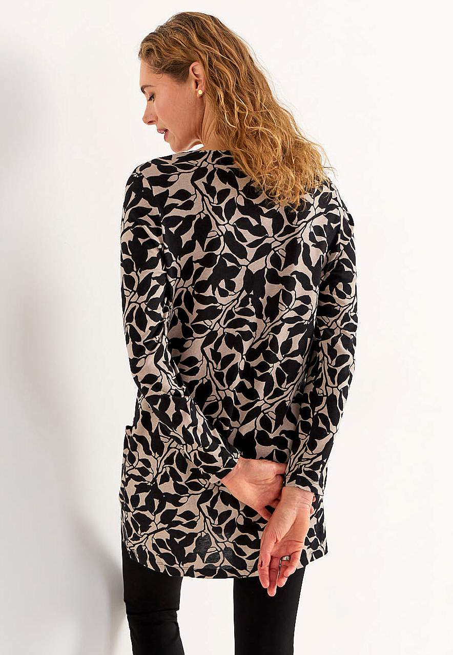 Jersey tuniek met zakken en een v-hals