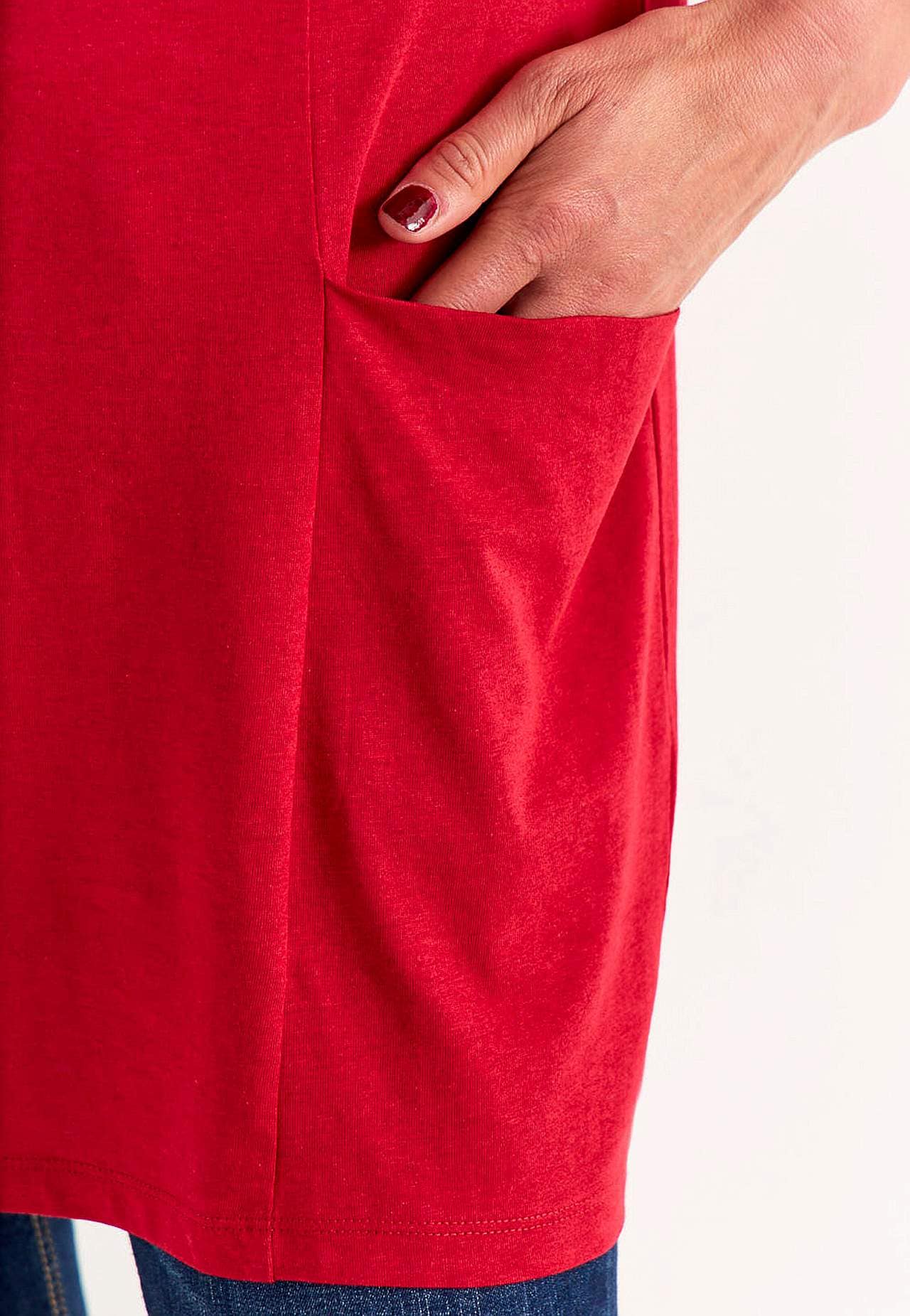 Jersey tuniek met zakken en een v-hals
