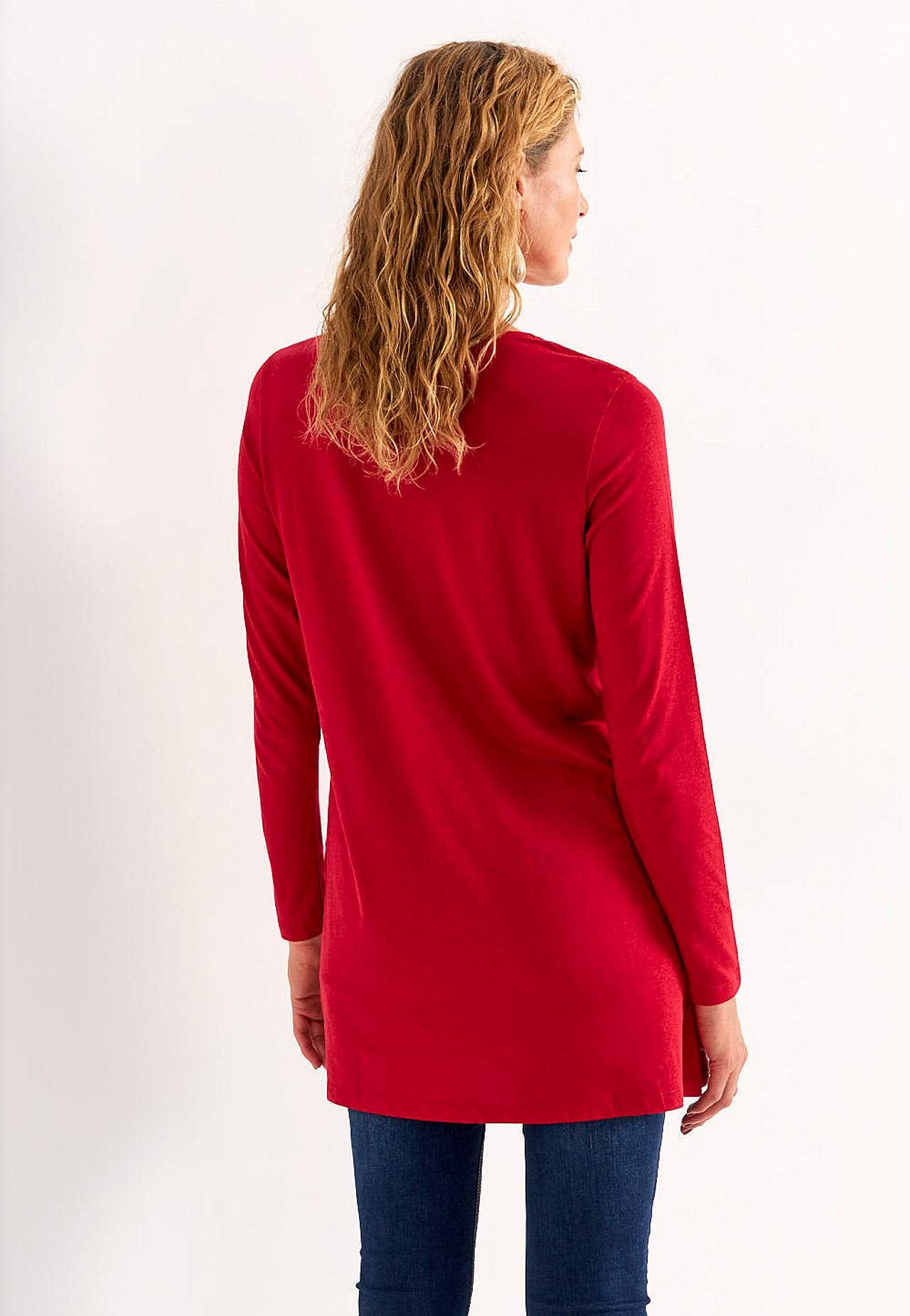 Jersey tuniek met zakken en een v-hals