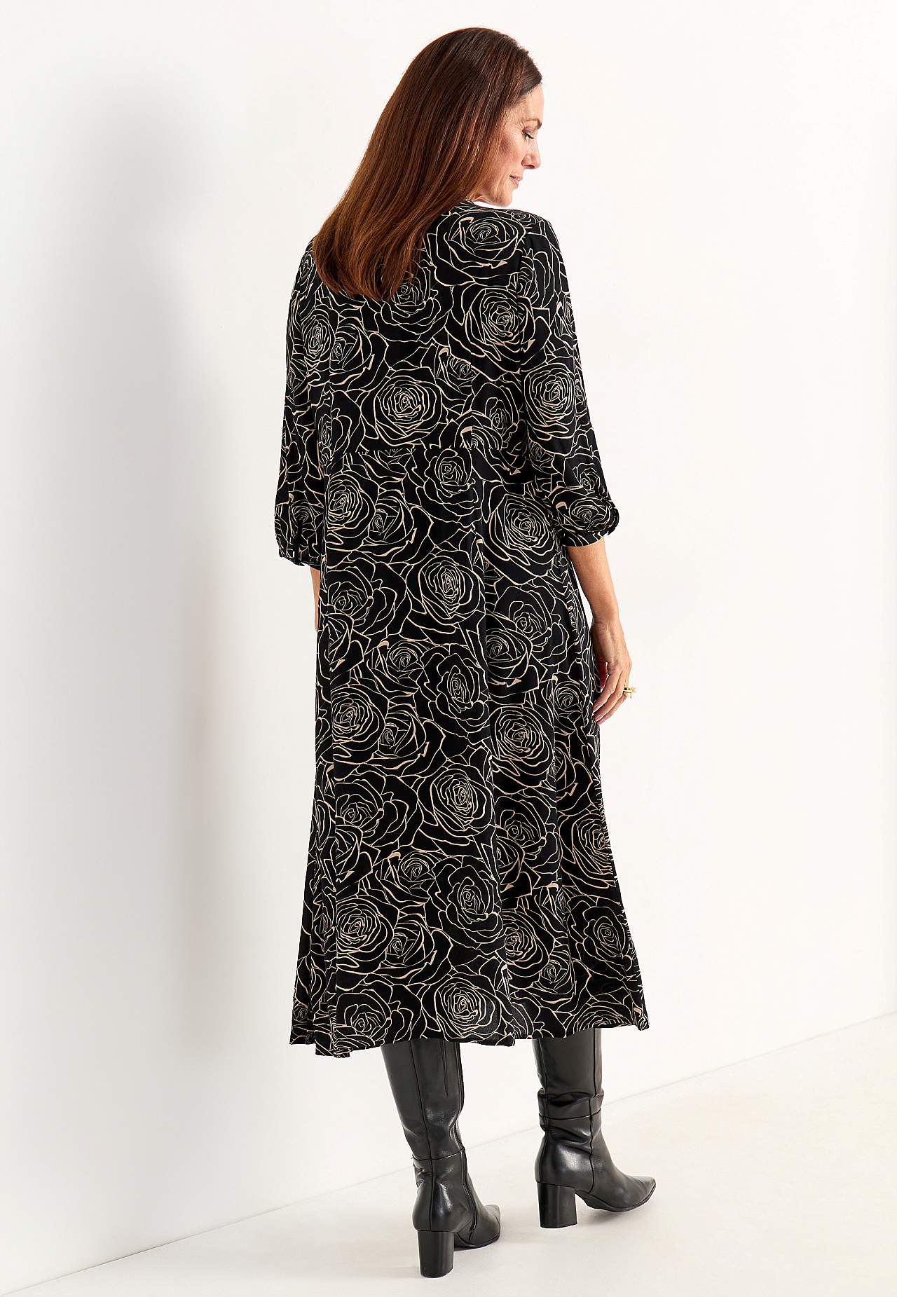 Jurk van viscose met een bloemenpatroon