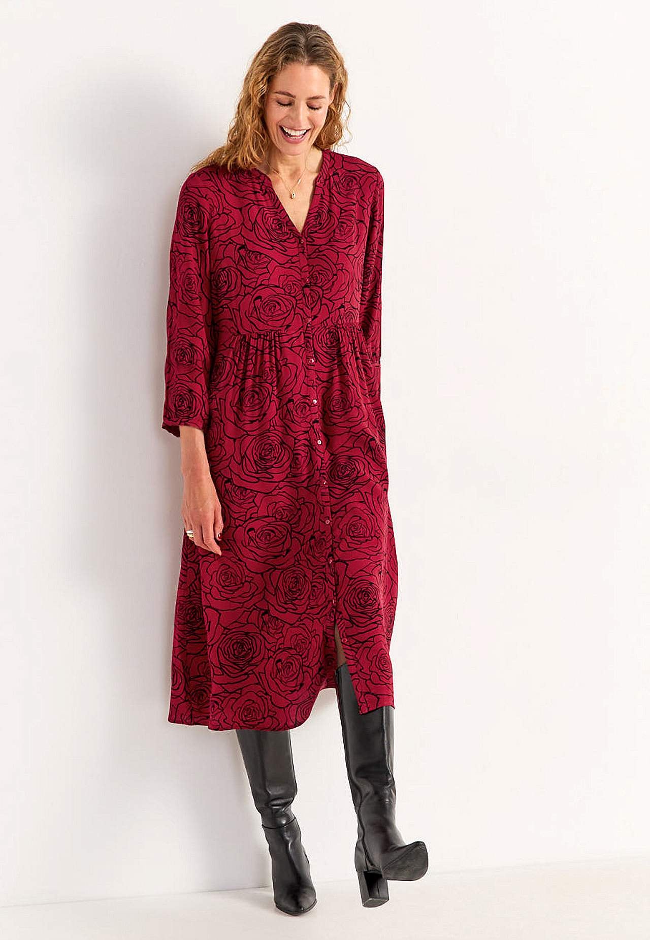 Jurk van viscose met een bloemenpatroon