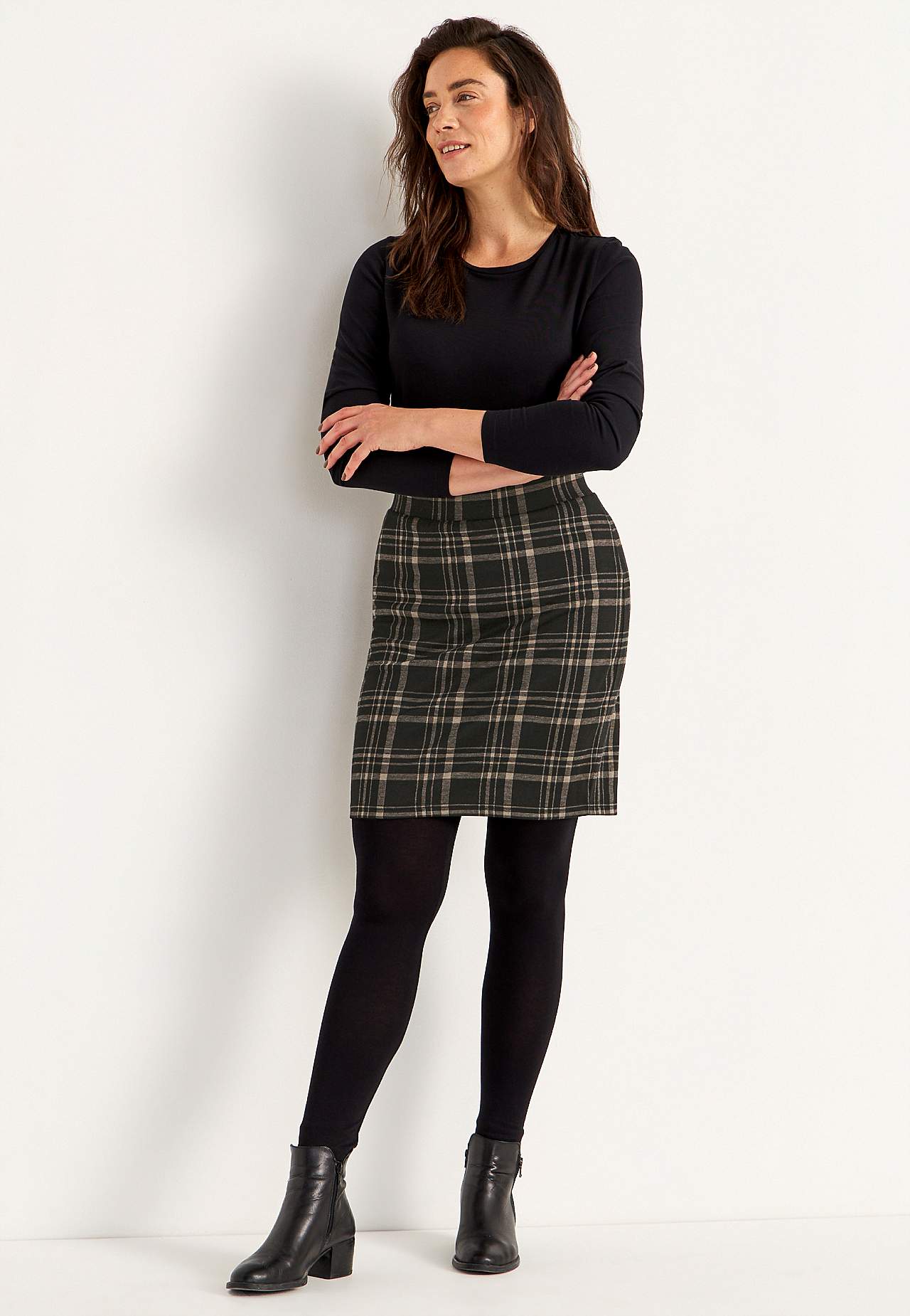 Geruite jersey rok