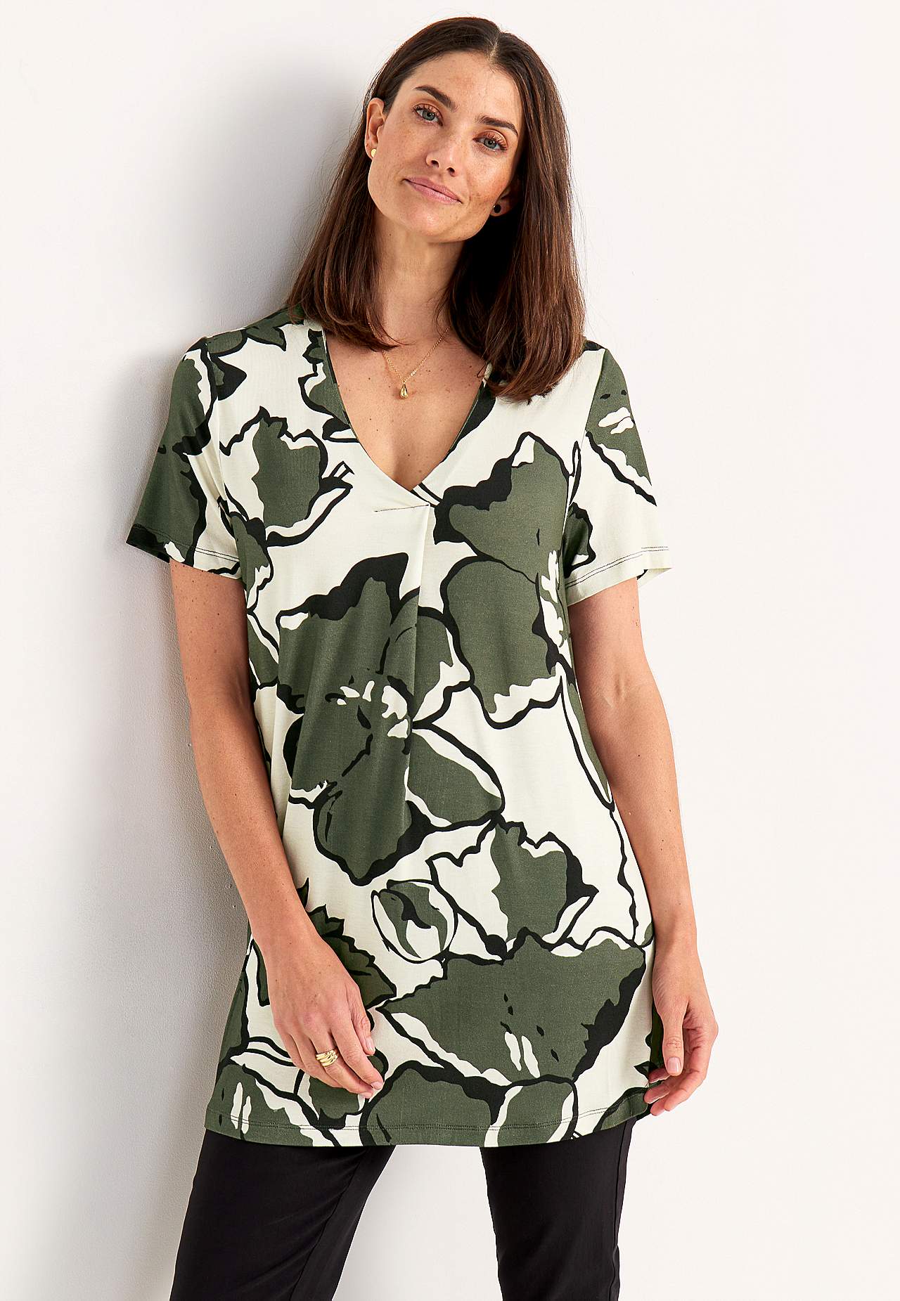 Jersey tuniek met een v-hals